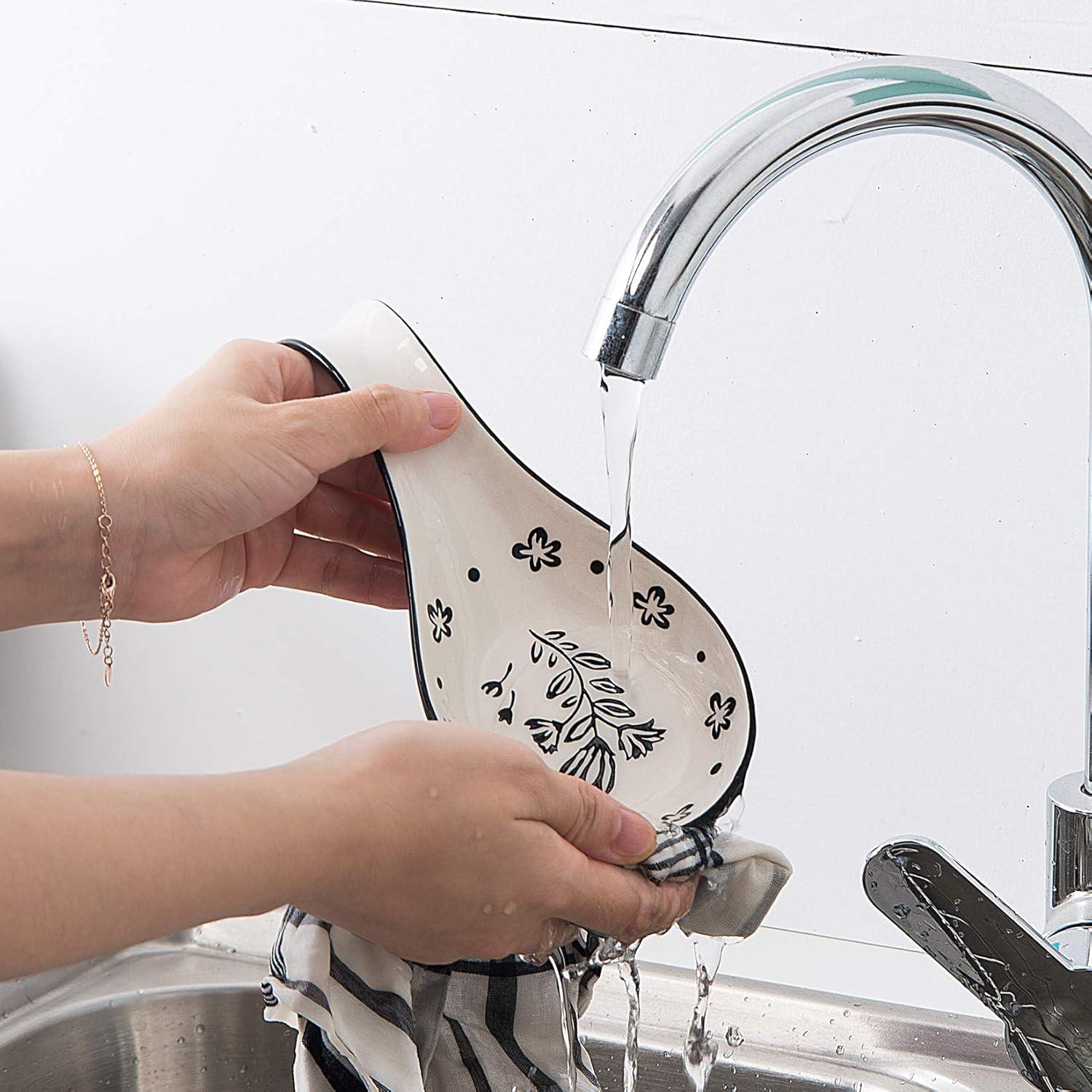 Soporte para cuchara de cerámica Wisenvoy - Set de 2 - Negro