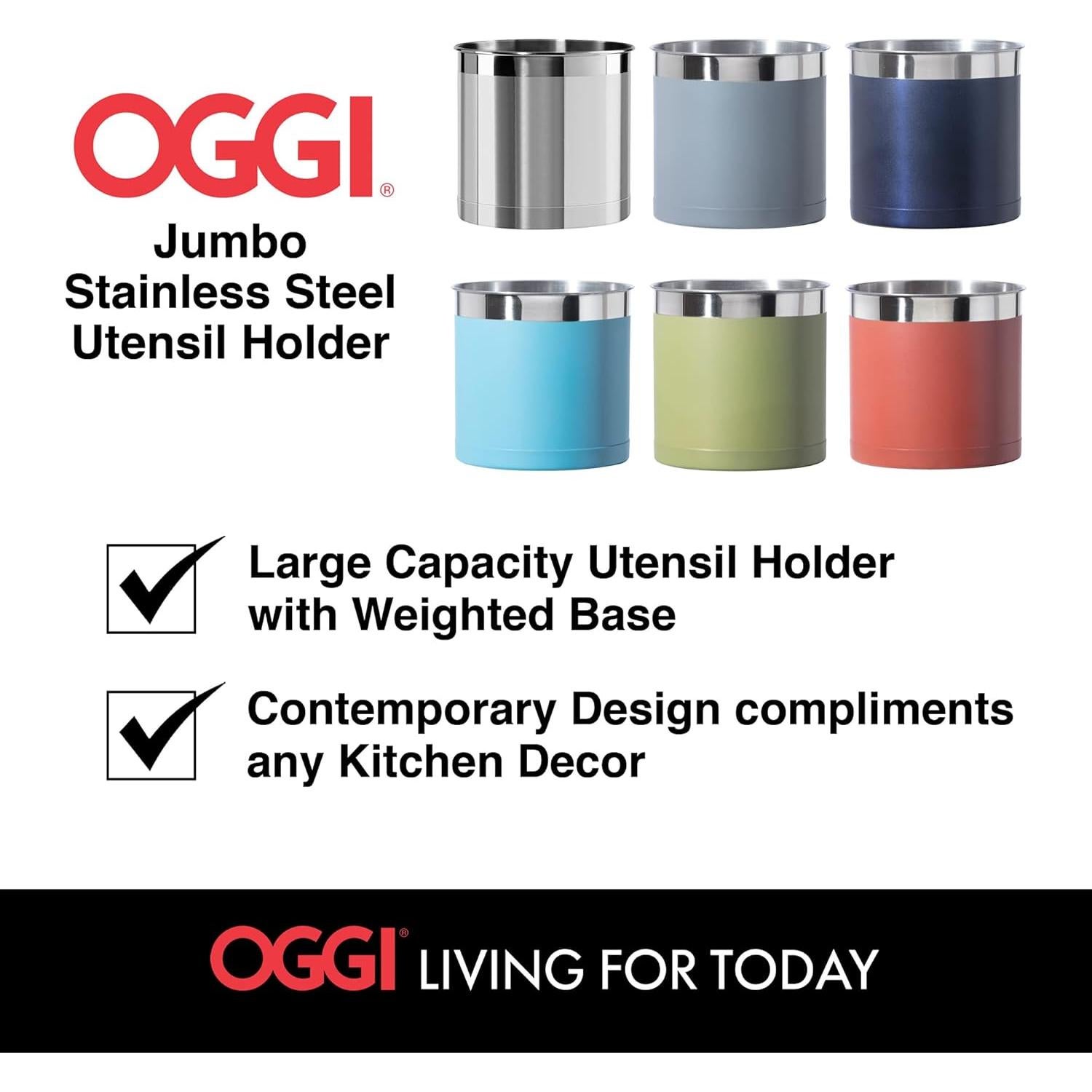 Soporte de Utensilios Jumbo Oggi Acero Inoxidable 17.78 cm