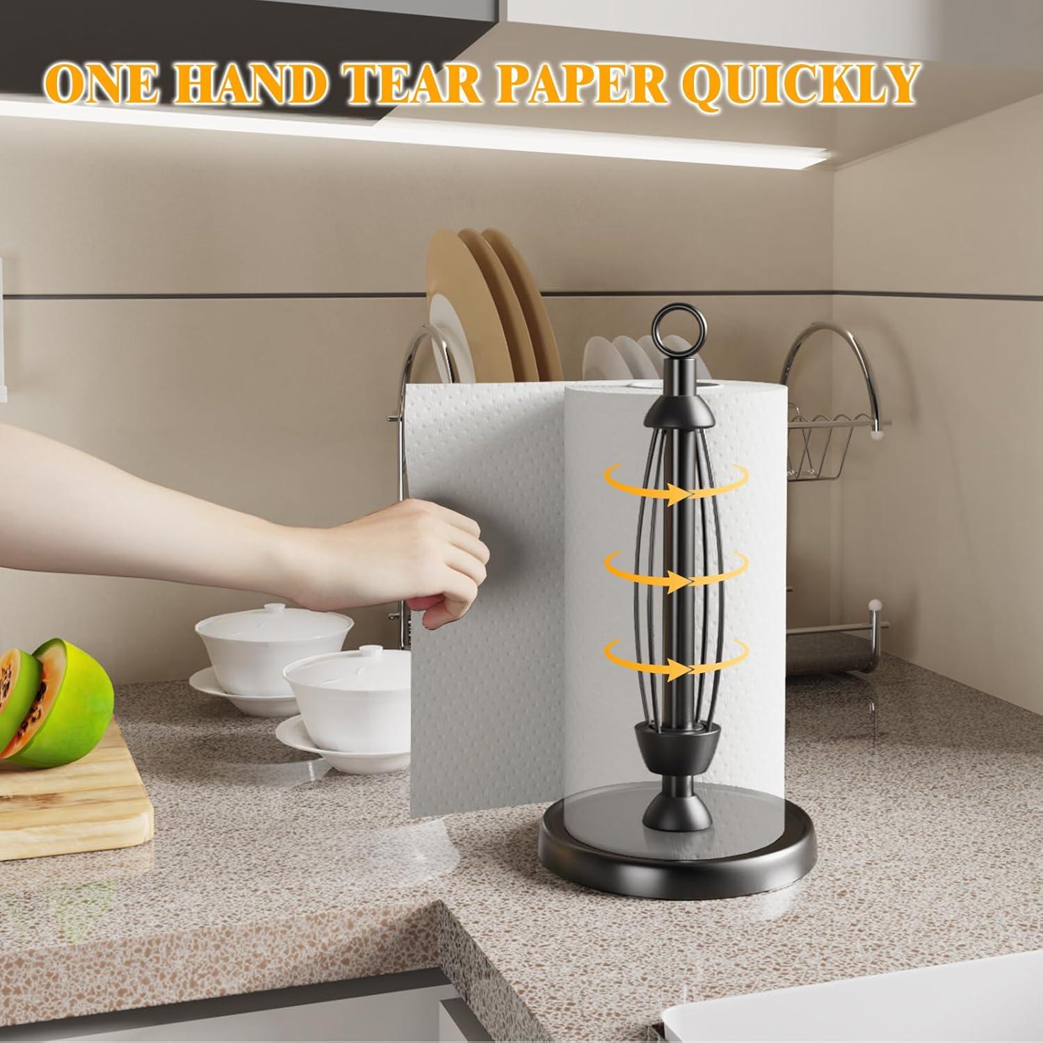 Soporte de Toallas de Papel HZE Negro Acero Inoxidable 33.8 cm