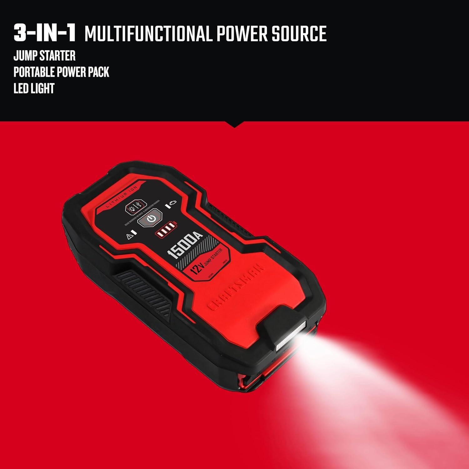 CRAFTSMAN Arrancador de Salto 1500A Litio 12V USB LED