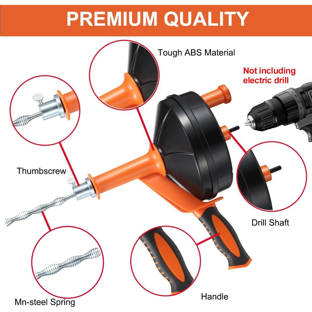 Desatascador de Drenaje BACEYIOU 7.5m Flexible con Guantes