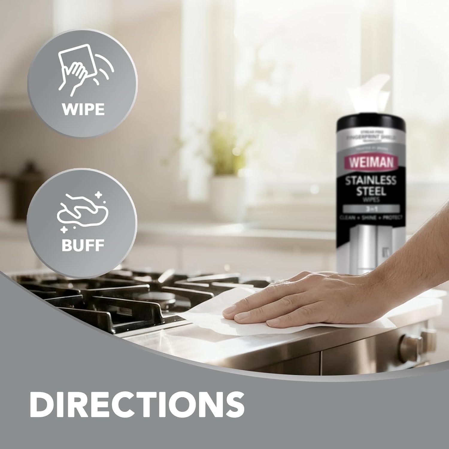 Toallitas Limpiadoras Weiman para Acero Inoxidable - 30 Unidades
