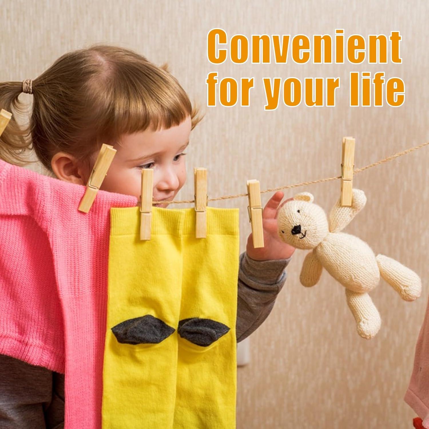 Pinzas de Madera de Bambú GZXUNFA 80 Pcs 6.1 cm Resistentes