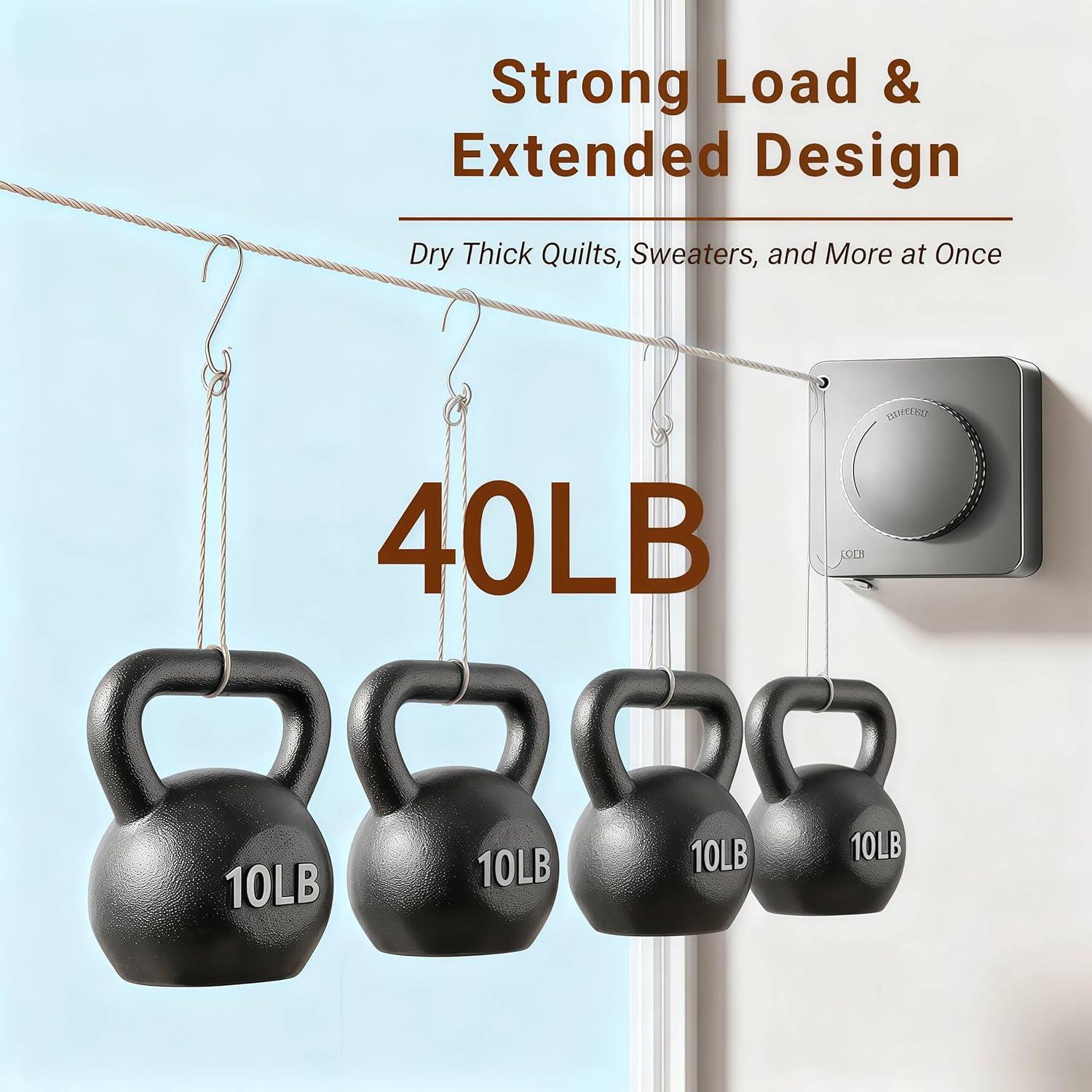 Cuerda de Ropa Retráctil NAWIQI 5.12m Acero Inoxidable