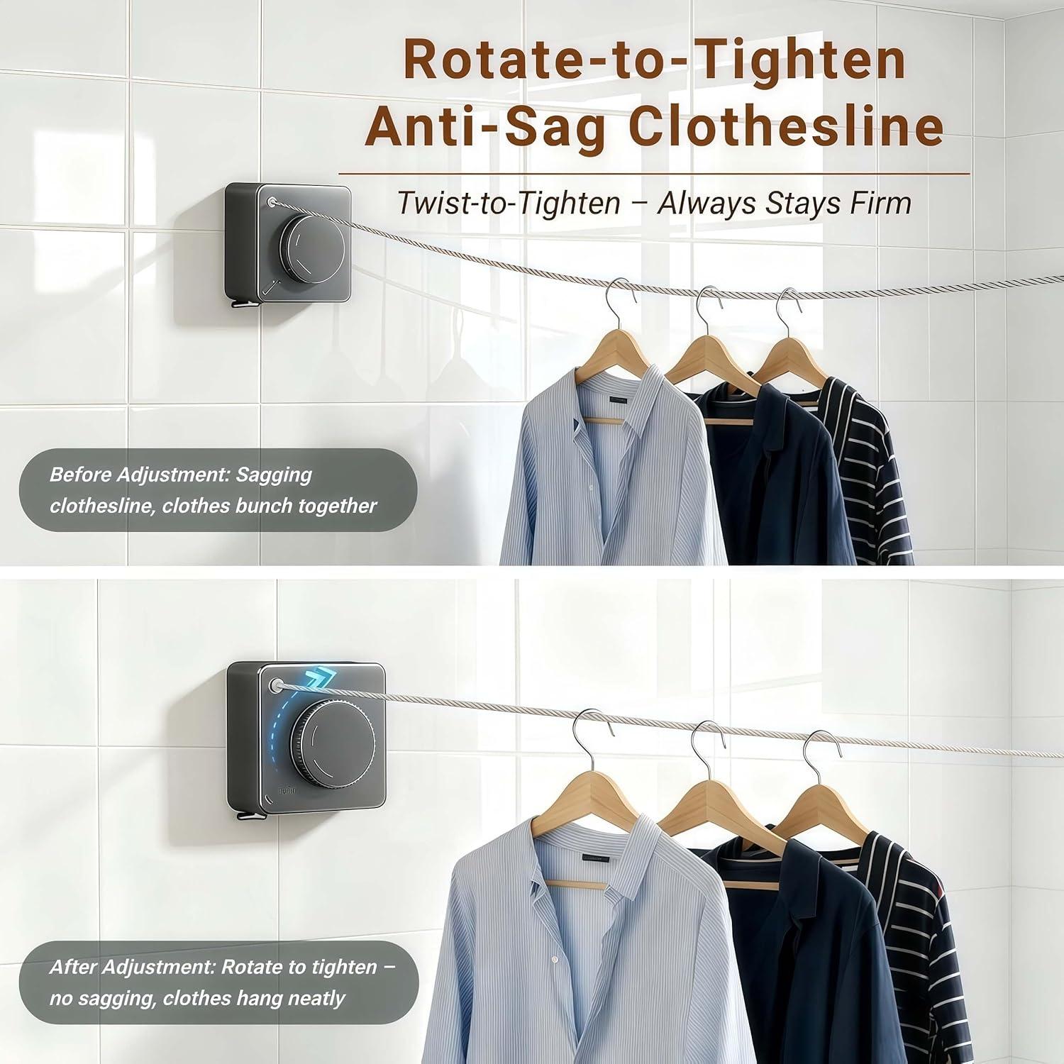 Cuerda de Ropa Retráctil NAWIQI 5.12m Acero Inoxidable