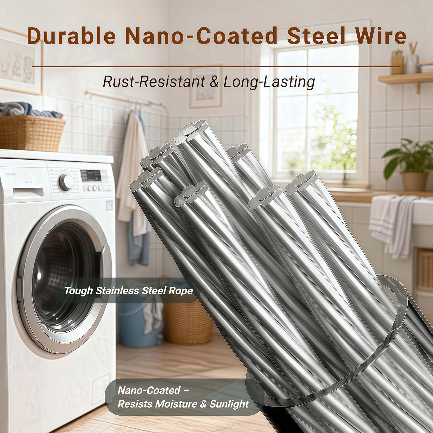 Cuerda de Ropa Retráctil NAWIQI 5.12m Acero Inoxidable