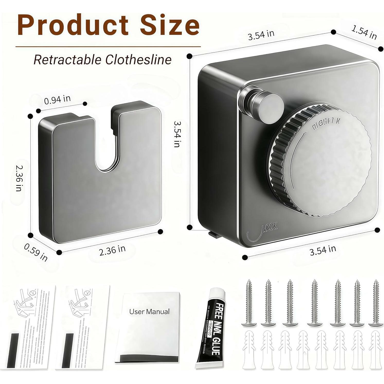 Cuerda de Ropa Retráctil NAWIQI 5.12m Acero Inoxidable