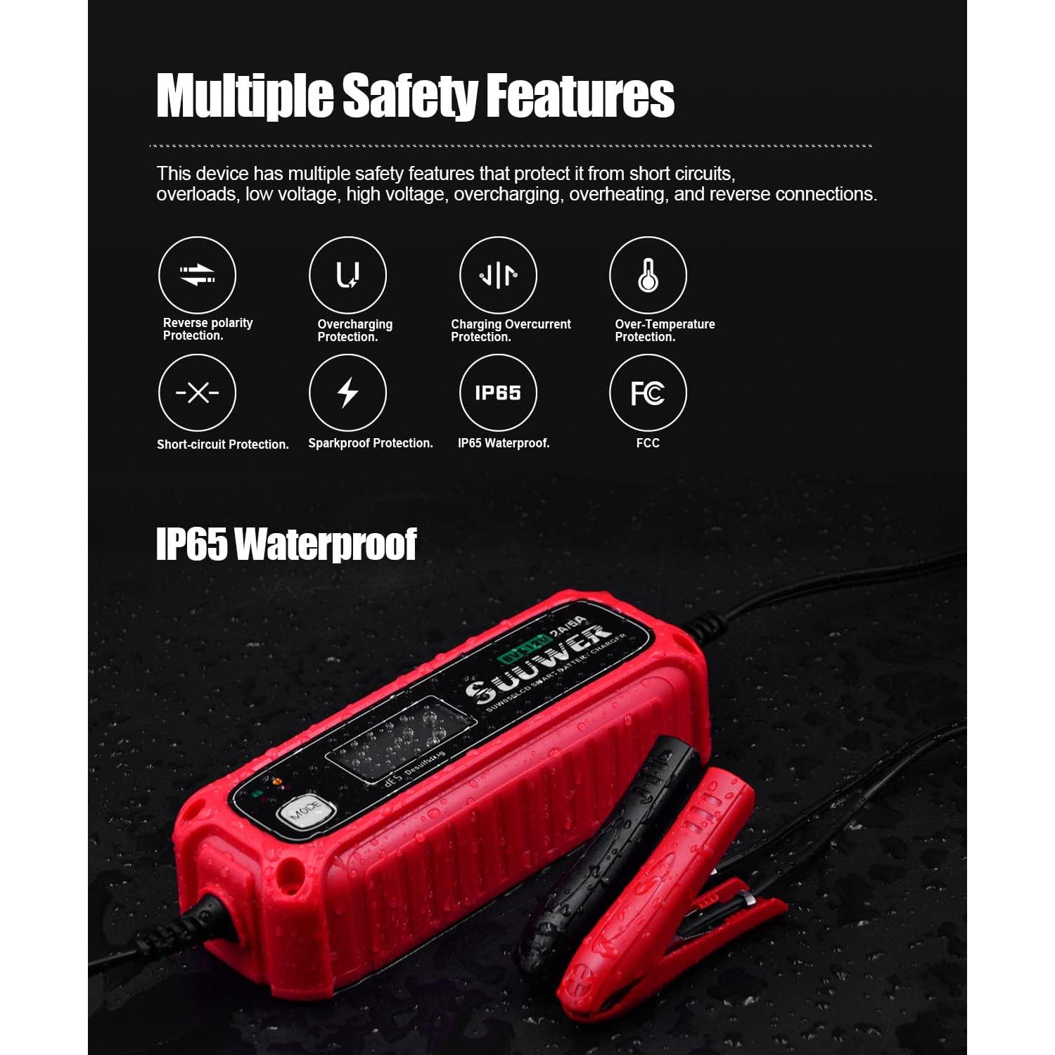 Cargador de batería Suuwer SUW050LCD 6V/12V 5A inteligente