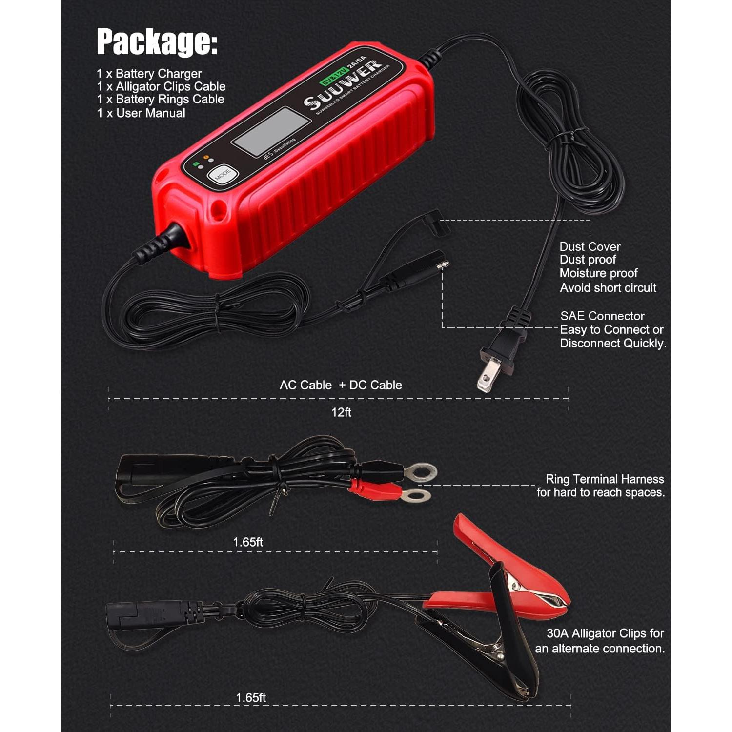 Cargador de batería Suuwer SUW050LCD 6V/12V 5A inteligente