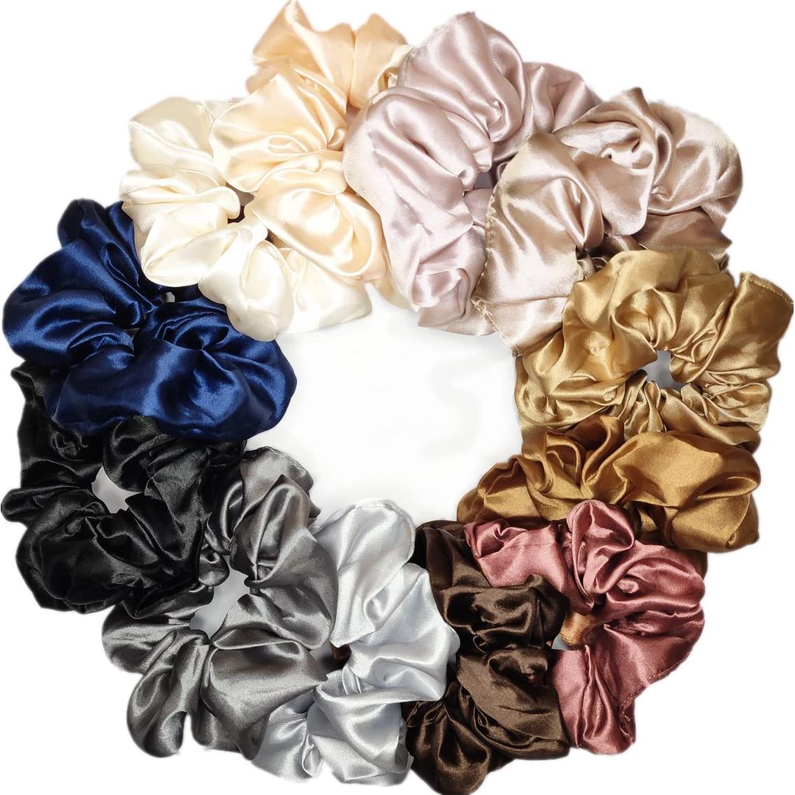 12 Scrunchies de Seda Satinada Sufermoe - Lazos para Cabello 11.43 cm