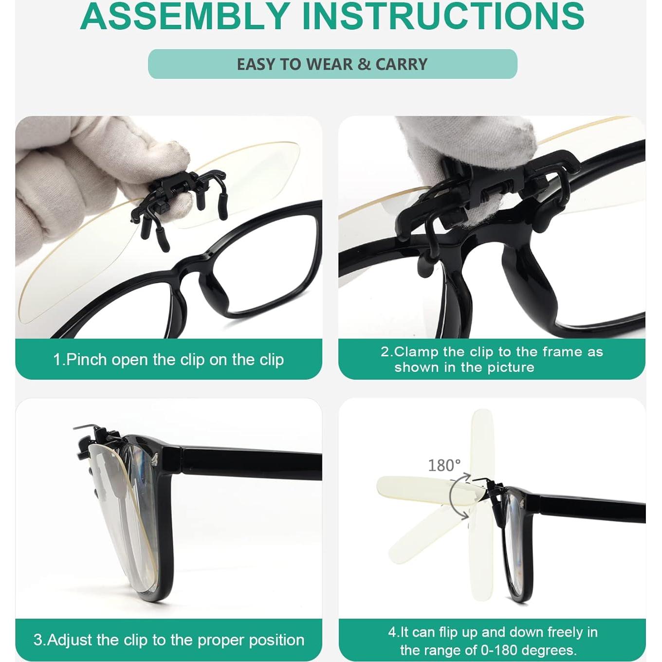 Eyekepper 4 Pack Flip-up Clip-On Sunglasses 59x39 MM Metal Wear Over Glasses