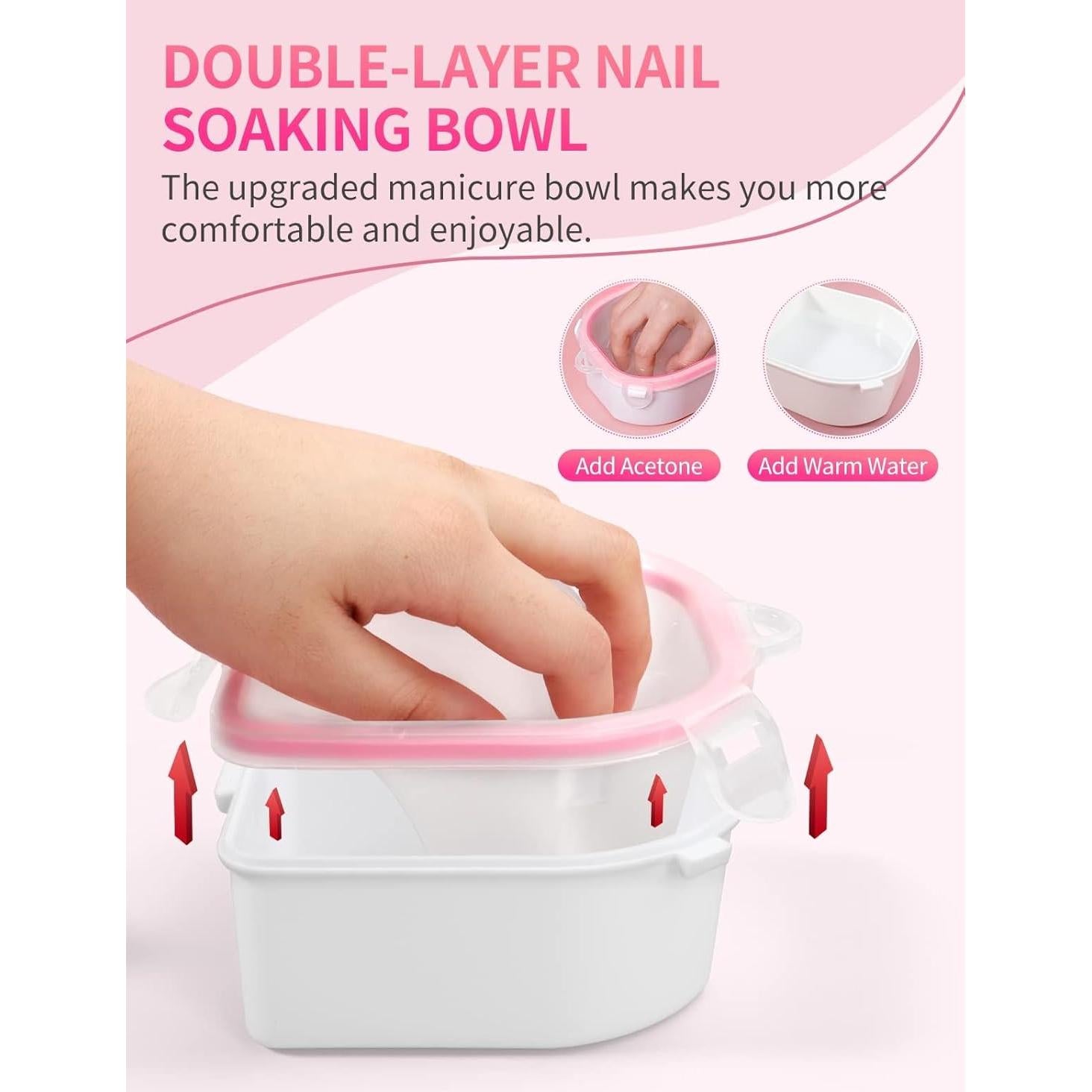 Kit de Tazones para Remojar Uñas Yokilly 4 en 1 Rosa