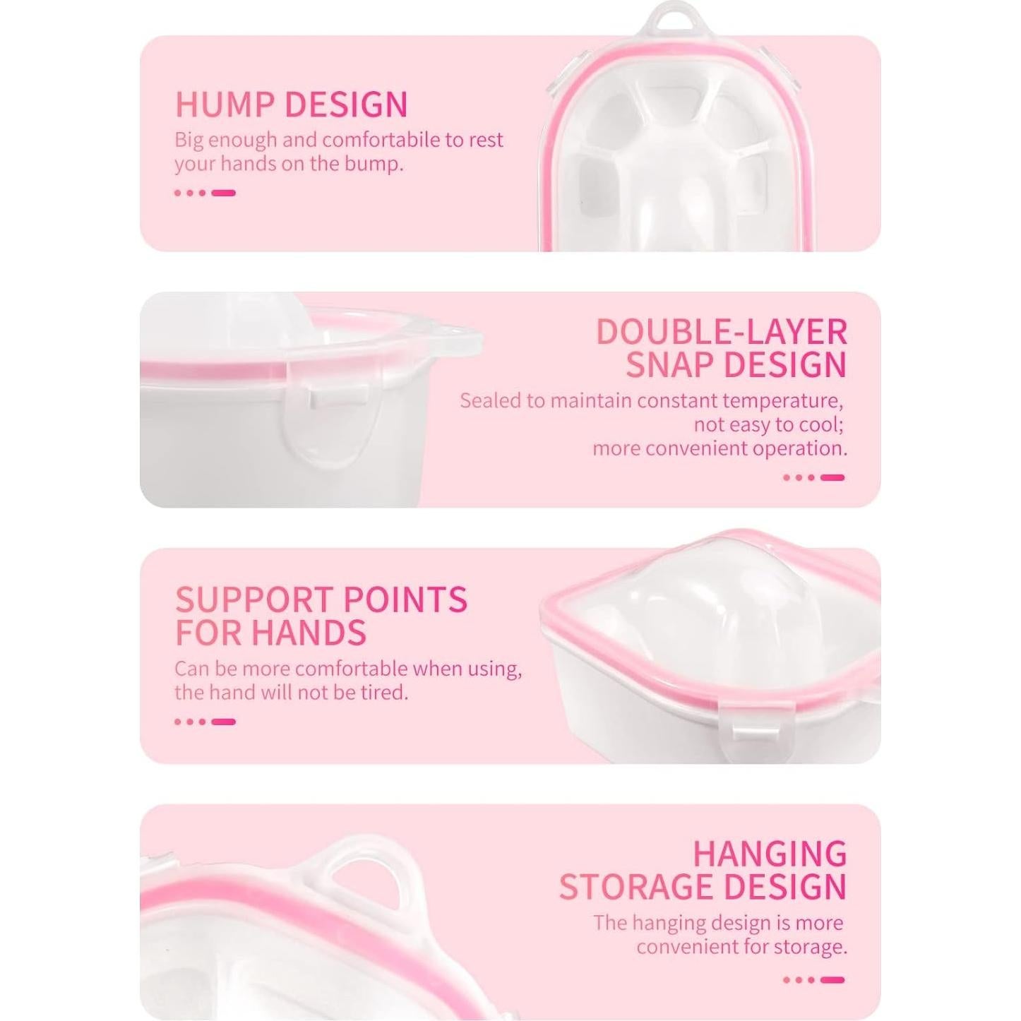 Kit de Tazones para Remojar Uñas Yokilly 4 en 1 Rosa