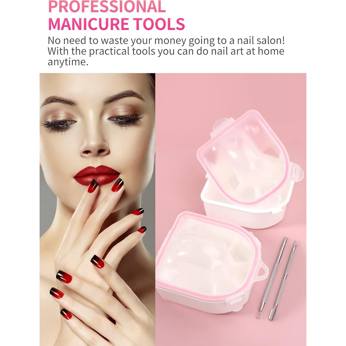 Kit de Tazones para Remojar Uñas Yokilly 4 en 1 Rosa