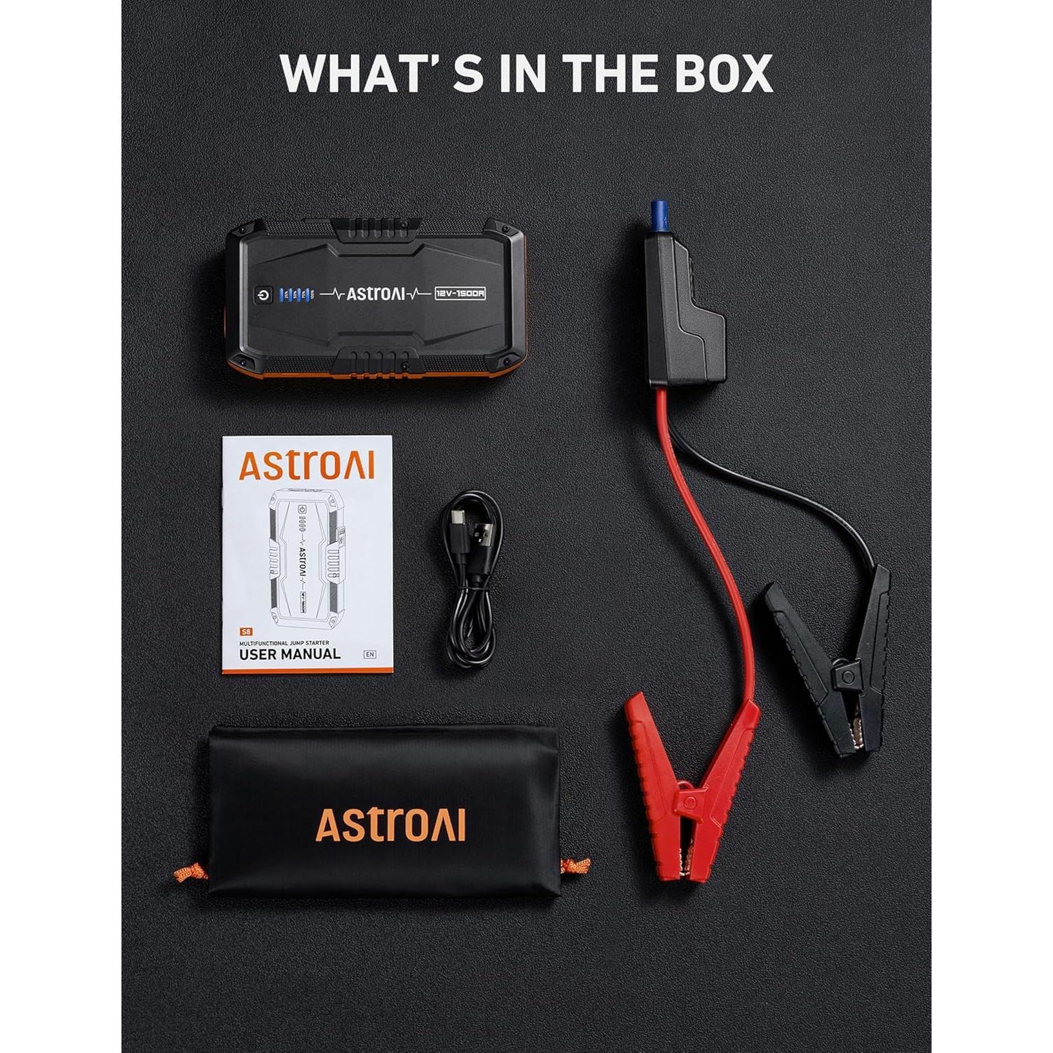 Arrancador de Batería AstroAI S8 1500A 12V Portátil Naranja