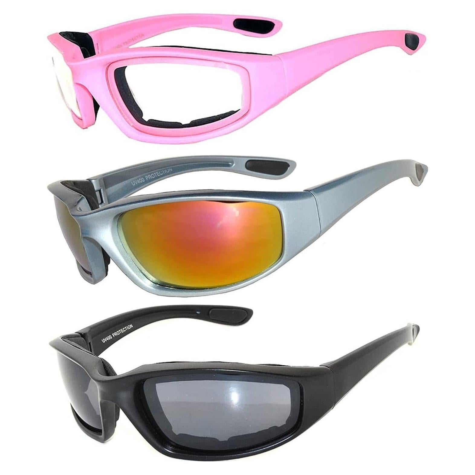 Gafas de sol deportivas UV400 para motocicleta - Paquete de 3