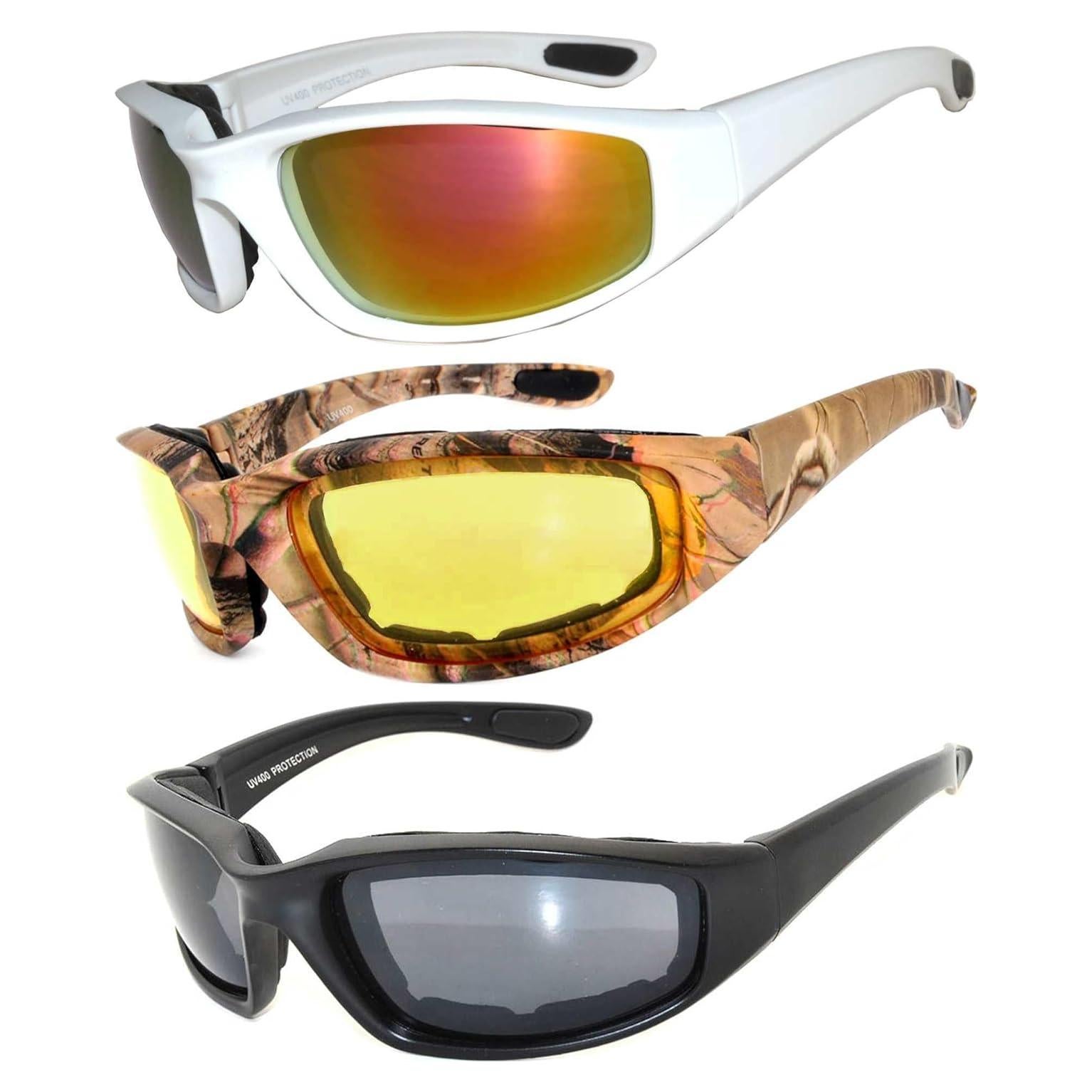 Gafas de sol deportivas UV400 para motocicleta - Paquete de 3