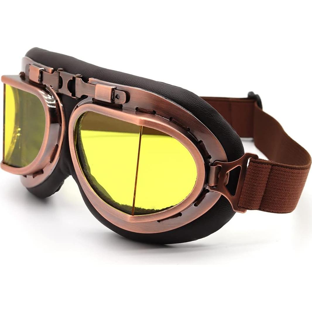 Gafas de piloto vintage Kucehiup UV protección amarillas