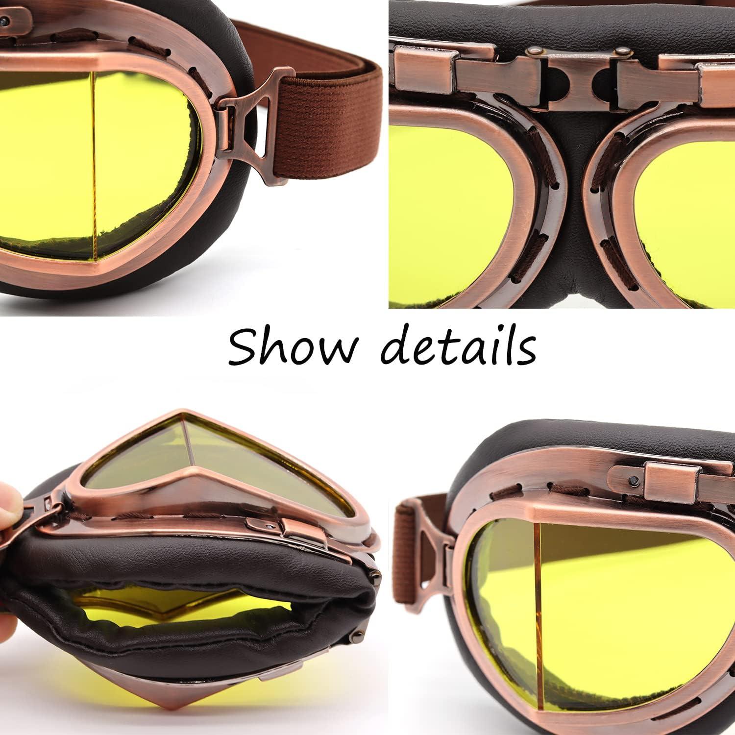 Gafas de piloto vintage Kucehiup UV protección amarillas