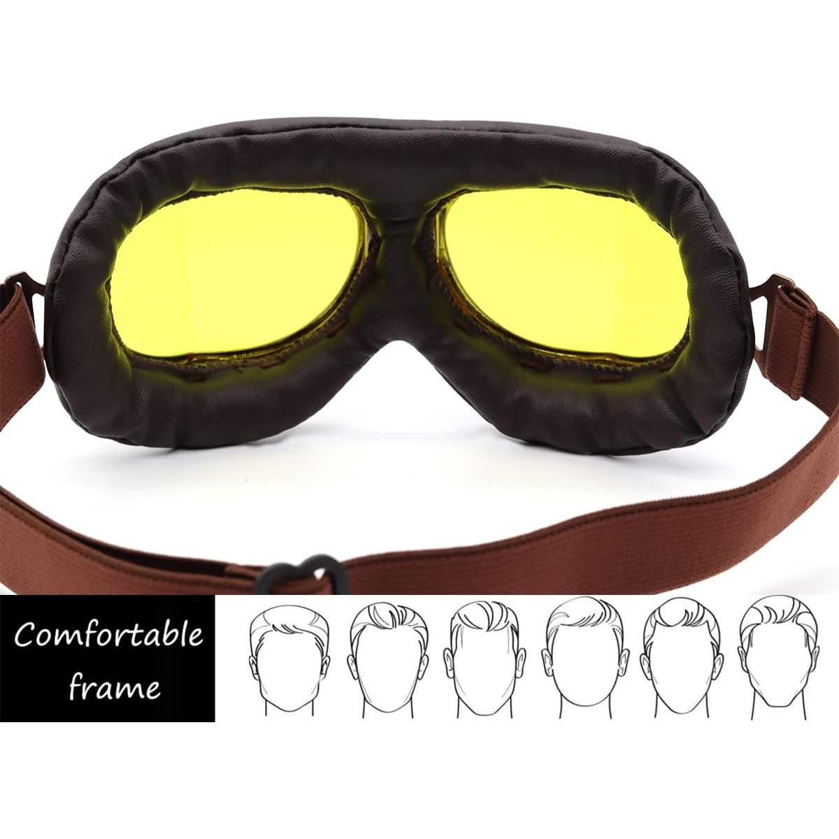 Gafas de piloto vintage Kucehiup UV protección amarillas