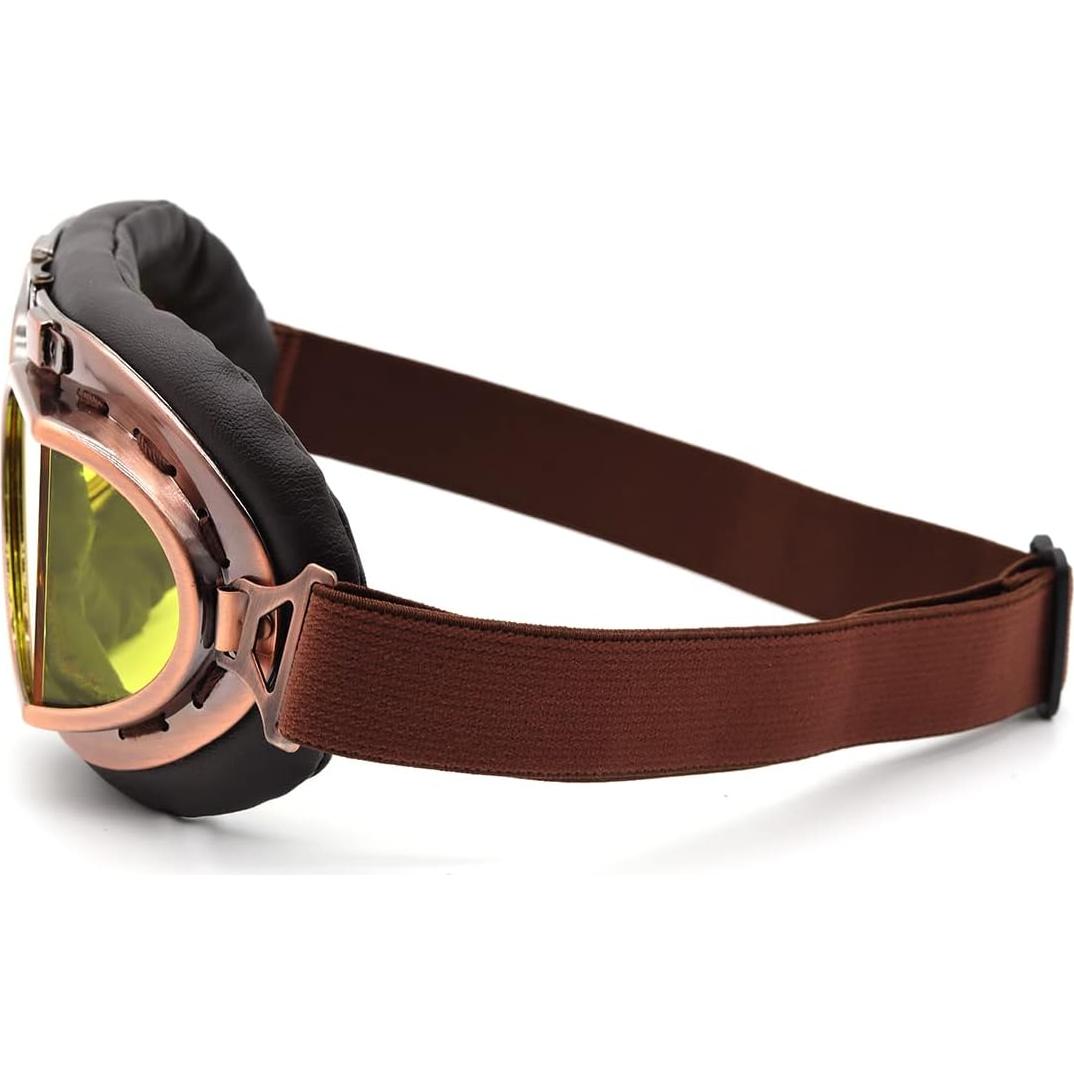 Gafas de piloto vintage Kucehiup UV protección amarillas