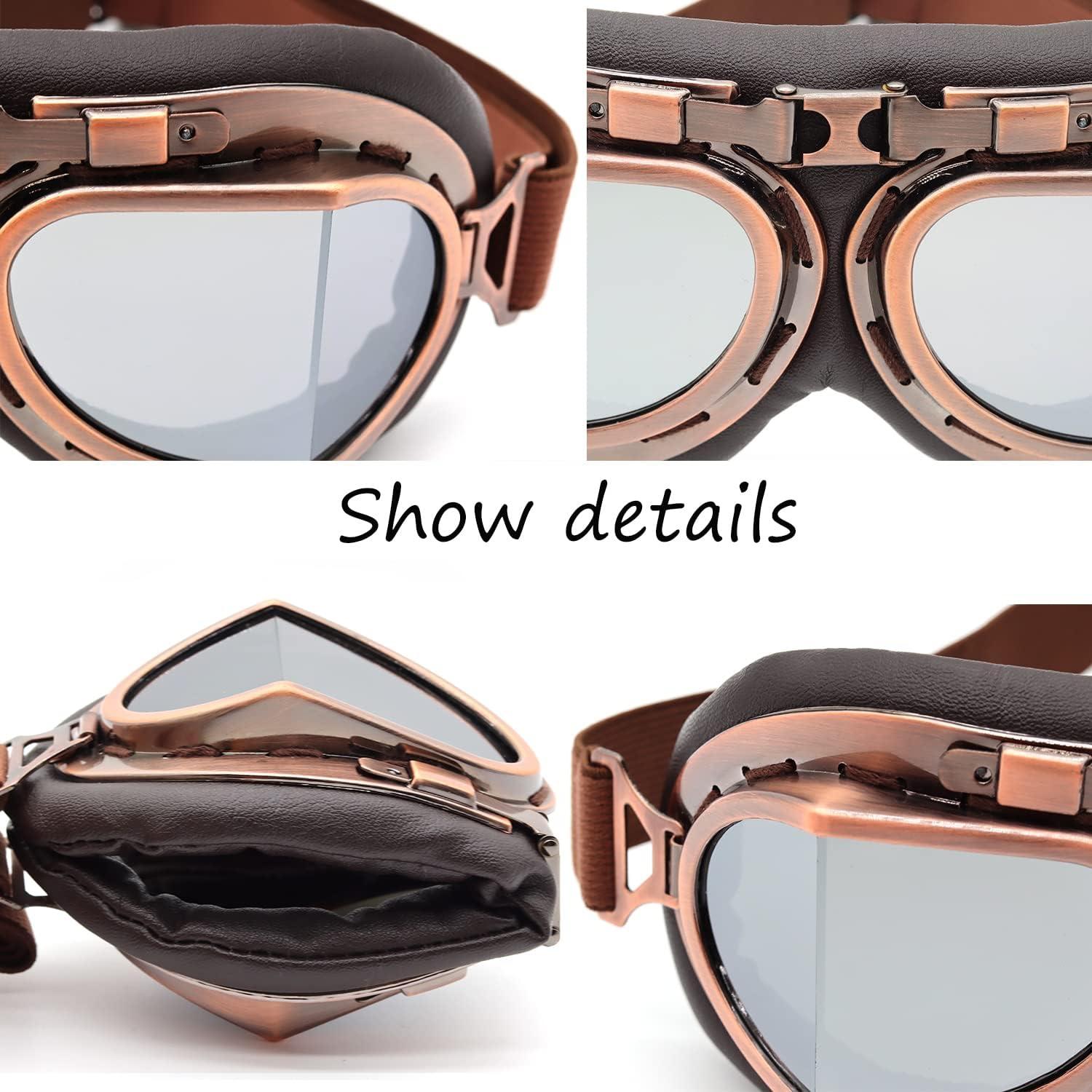 Gafas de piloto vintage Kucehiup UV protección y plegables