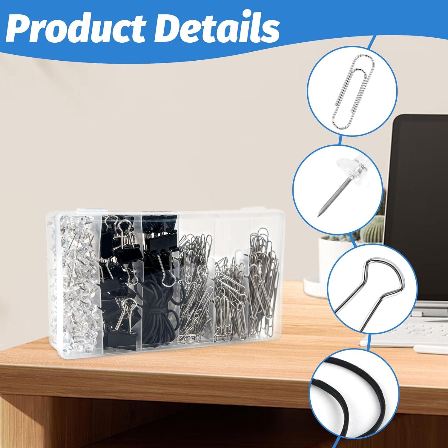 Juego de Clips y Sujetapapeles AolinEra 500 PCS Metal Negro