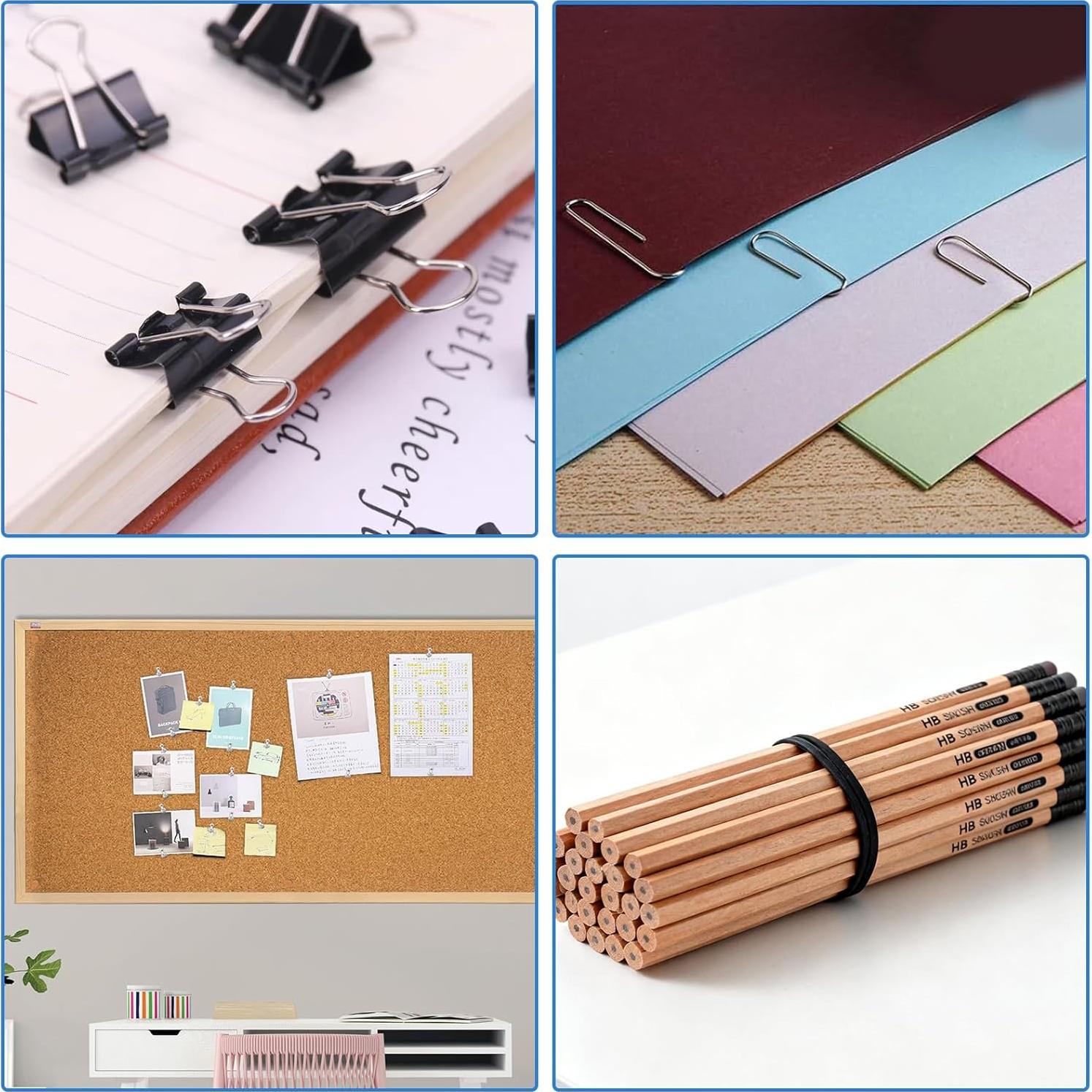 Juego de Clips y Sujetapapeles AolinEra 500 PCS Metal Negro