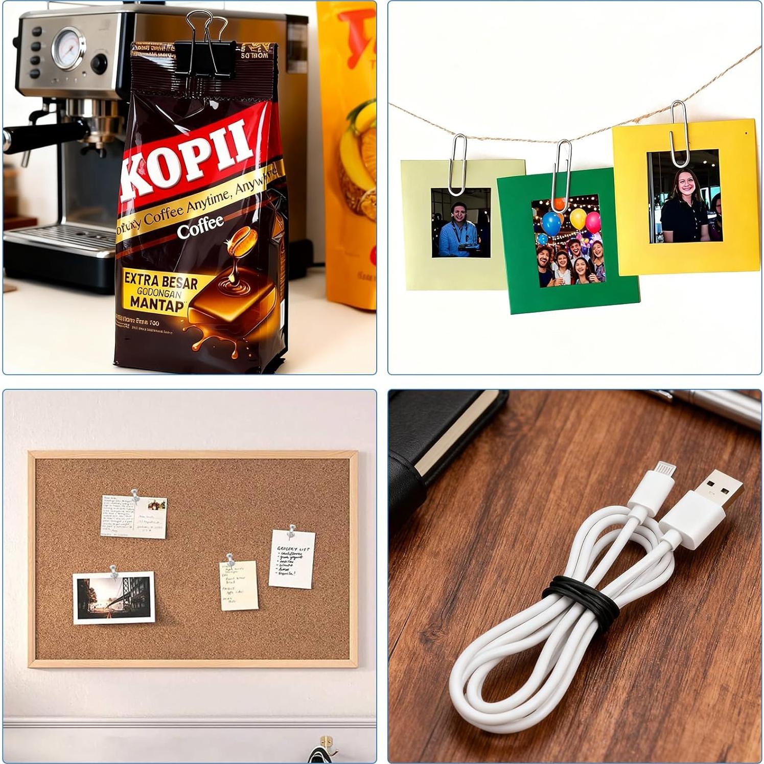 Juego de Clips y Sujetapapeles AolinEra 500 PCS Metal Negro