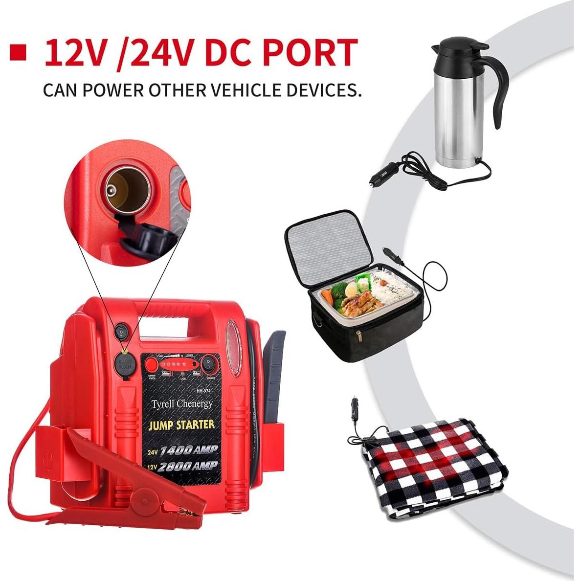 Arrancador de Salto Tyrell Chenergy HH974 2800A 12V/24V USB