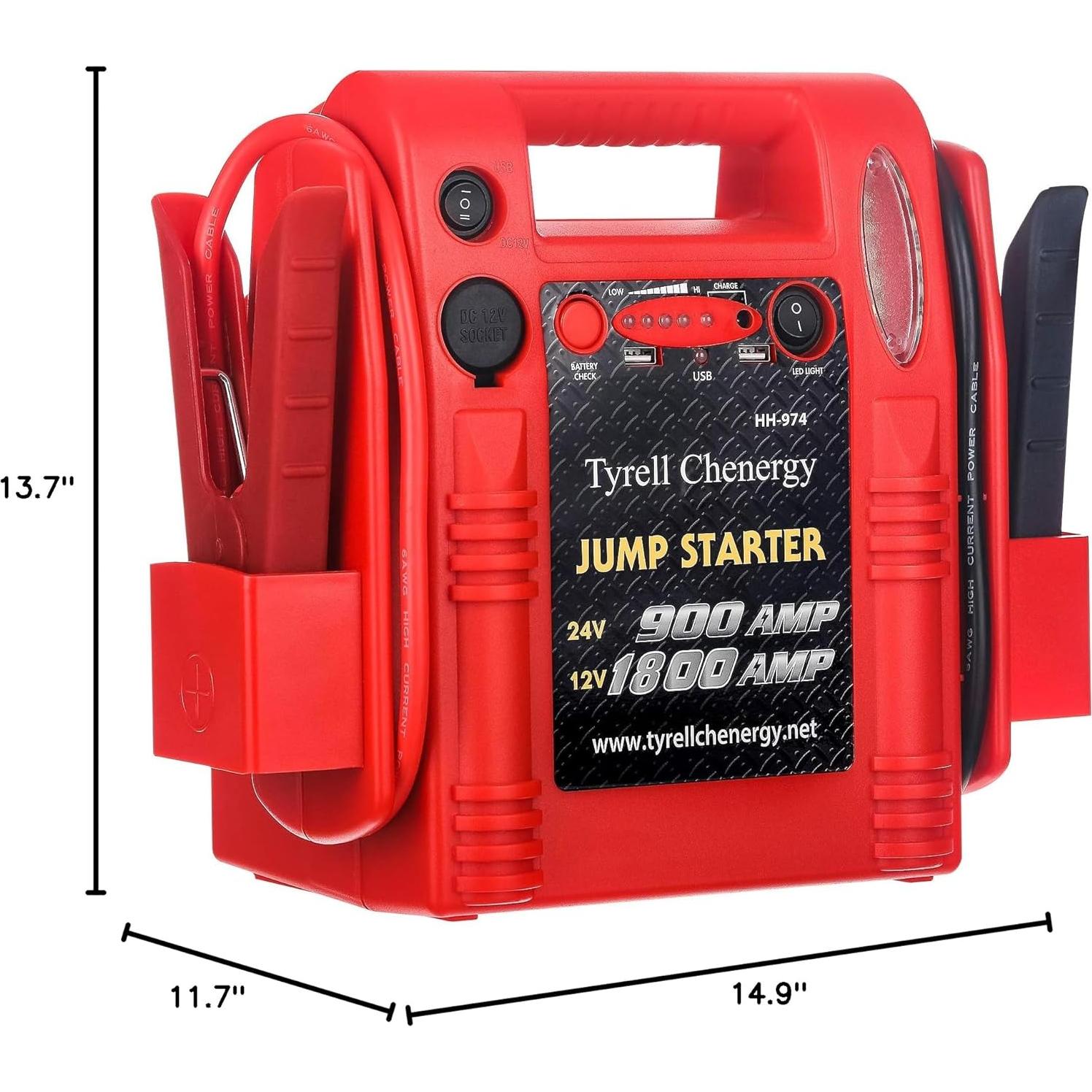 Arrancador de Salto Tyrell Chenergy HH974 2800A 12V/24V USB