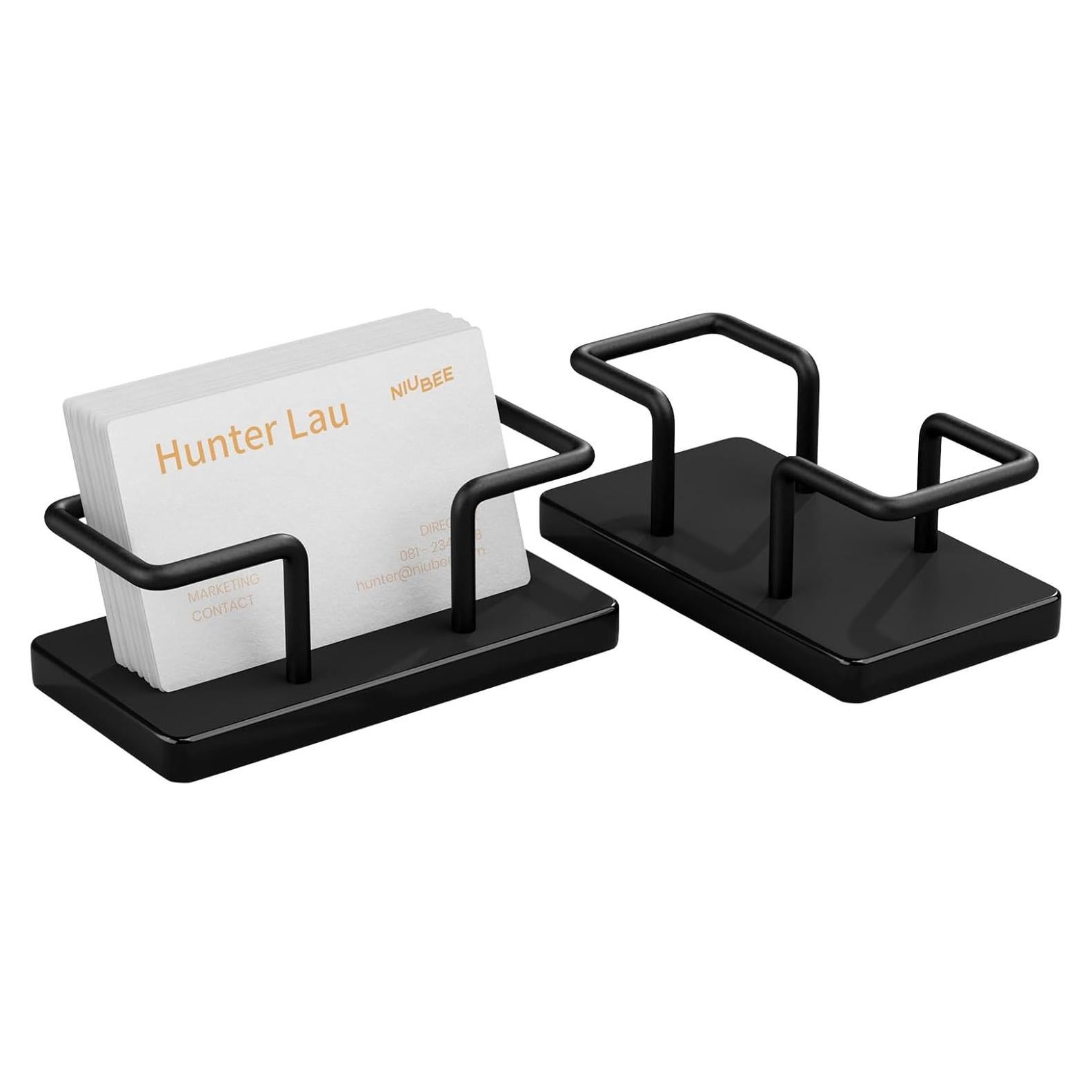 Soporte de Tarjetas de Visita NIUBEE Acrílico Negro 2pack