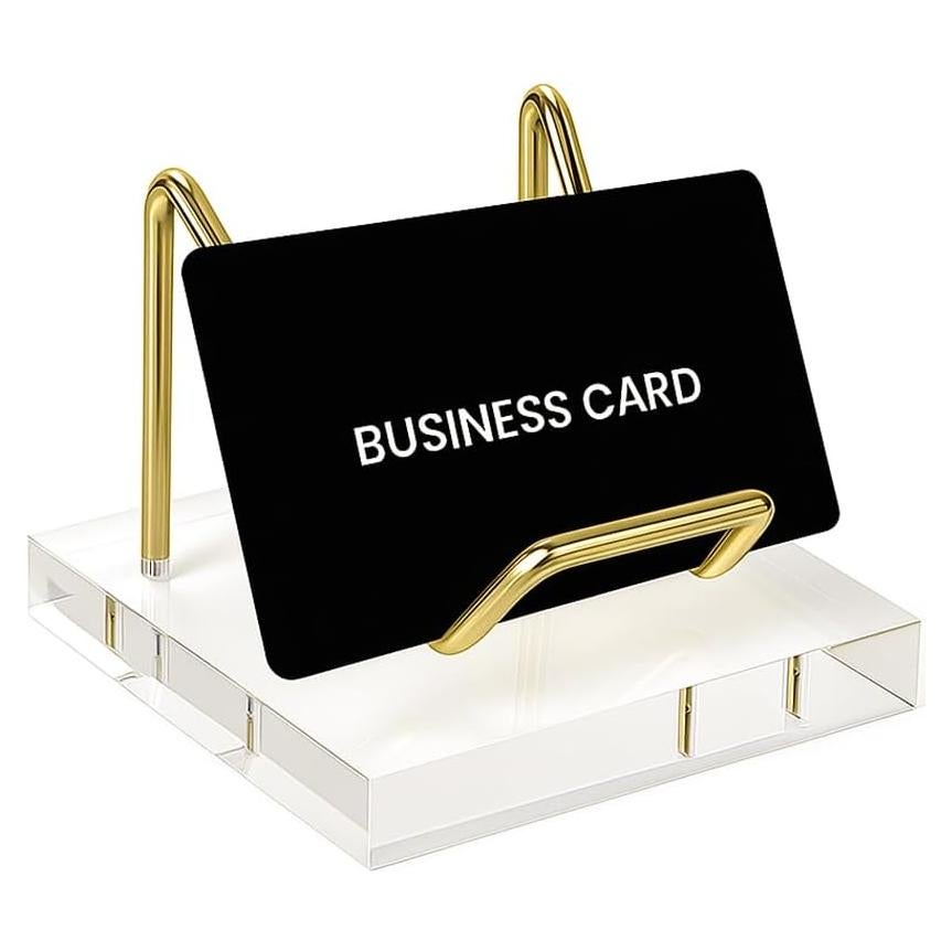 Soporte de Tarjetas de Visita Acrílico Dorado 6.6x6.6 cm