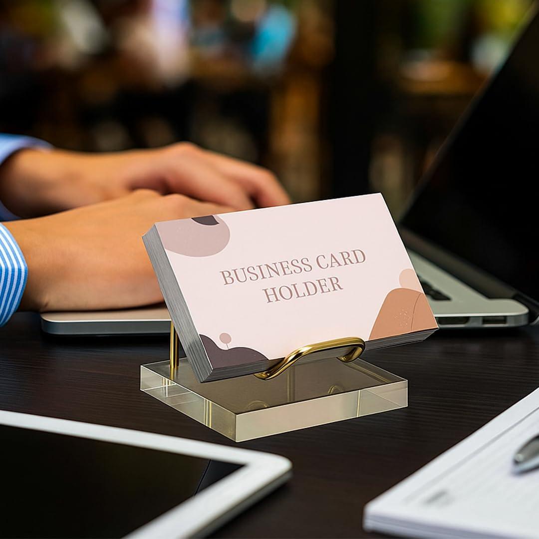 Soporte de Tarjetas de Visita Acrílico Dorado 6.6x6.6 cm