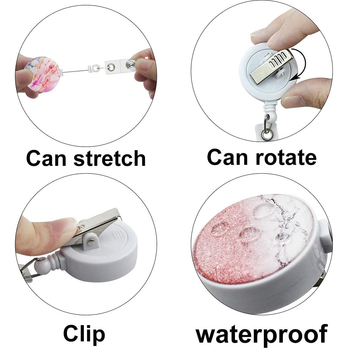 Paquete de 4 Clips de Insignia Retráctiles Yuntop 61cm