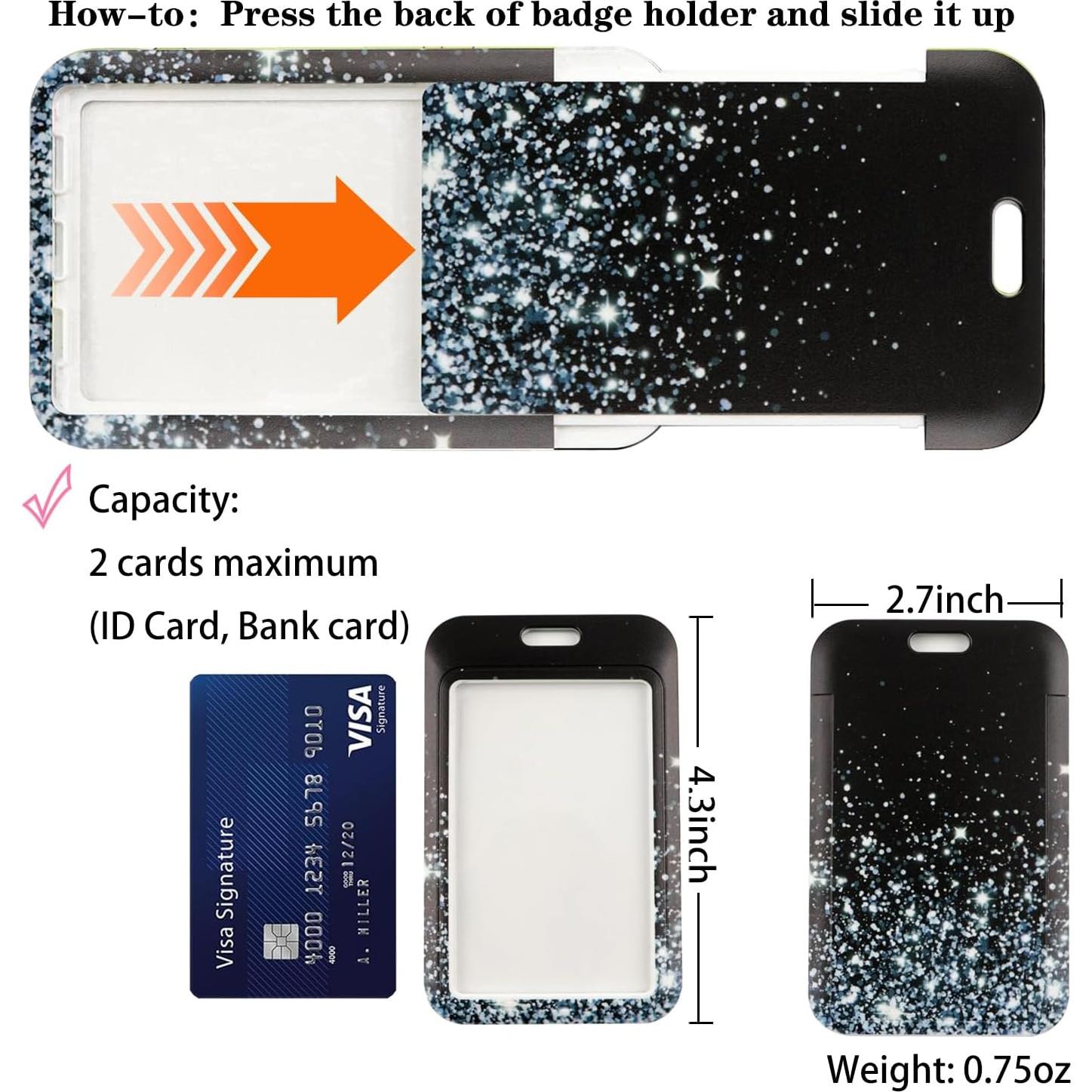 Portatarjetas ID DMLSKY Plateado Brillante con Clip Retráctil