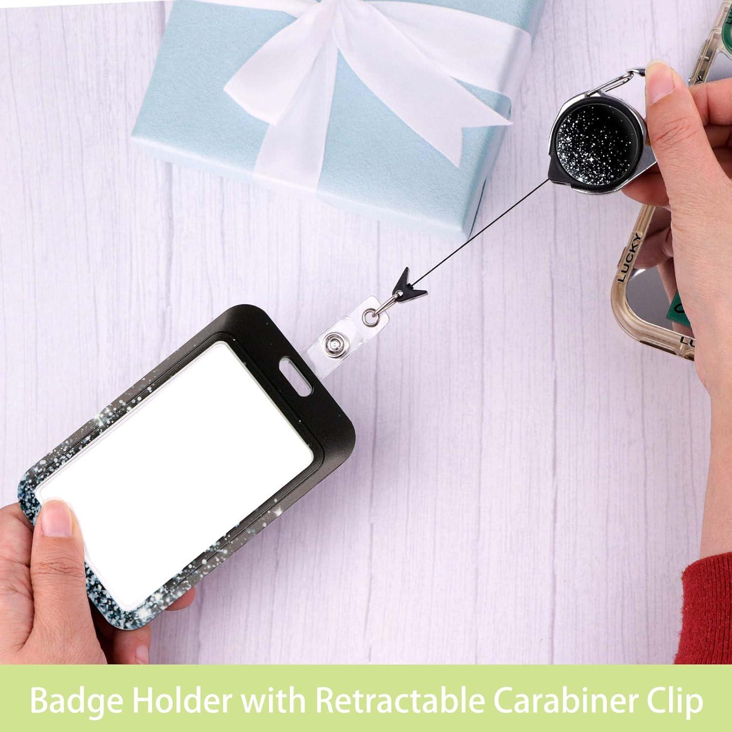 Portatarjetas ID DMLSKY Plateado Brillante con Clip Retráctil