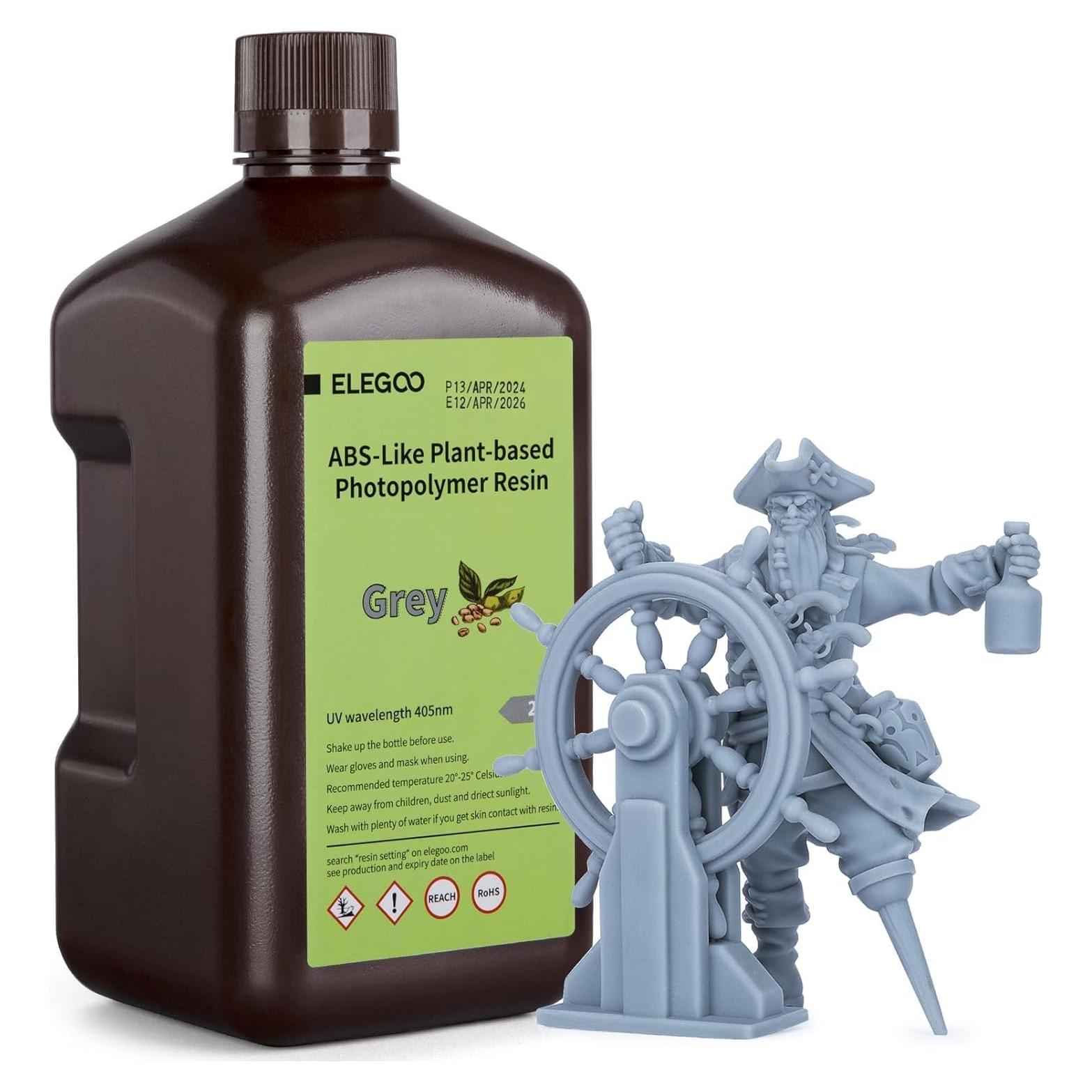 Resina 3D ELEGOO ABS-Like 2000g Gris baja irritación