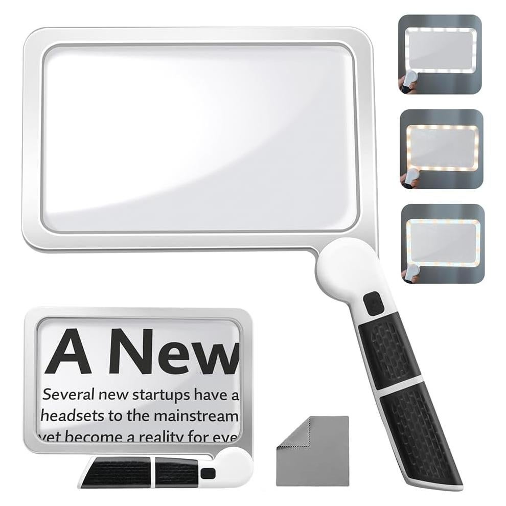 Lupa de lectura 5X SKGXMAGN con luz LED y mango plegable