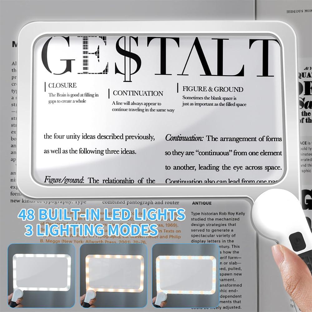 Lupa de lectura 5X SKGXMAGN con luz LED y mango plegable