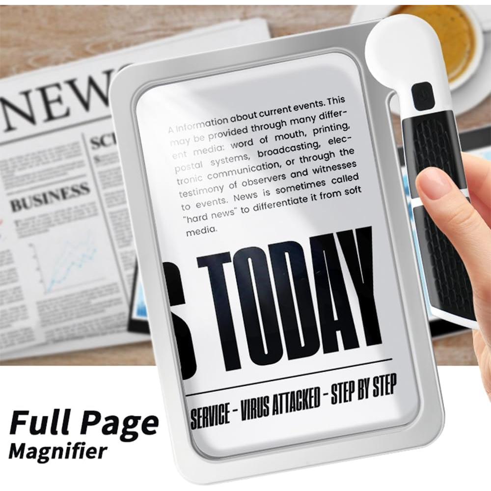 Lupa de lectura 5X SKGXMAGN con luz LED y mango plegable