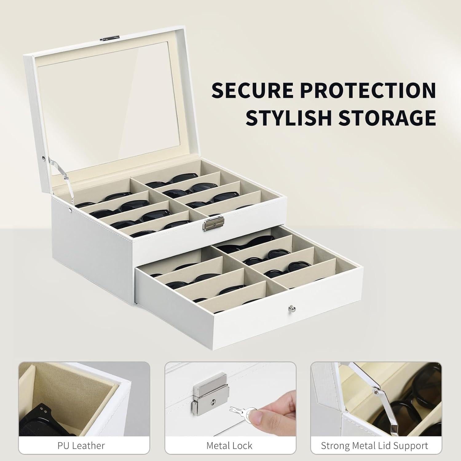 Caja Organizadora AUTOARK para 16 Gafas de Sol Blanca