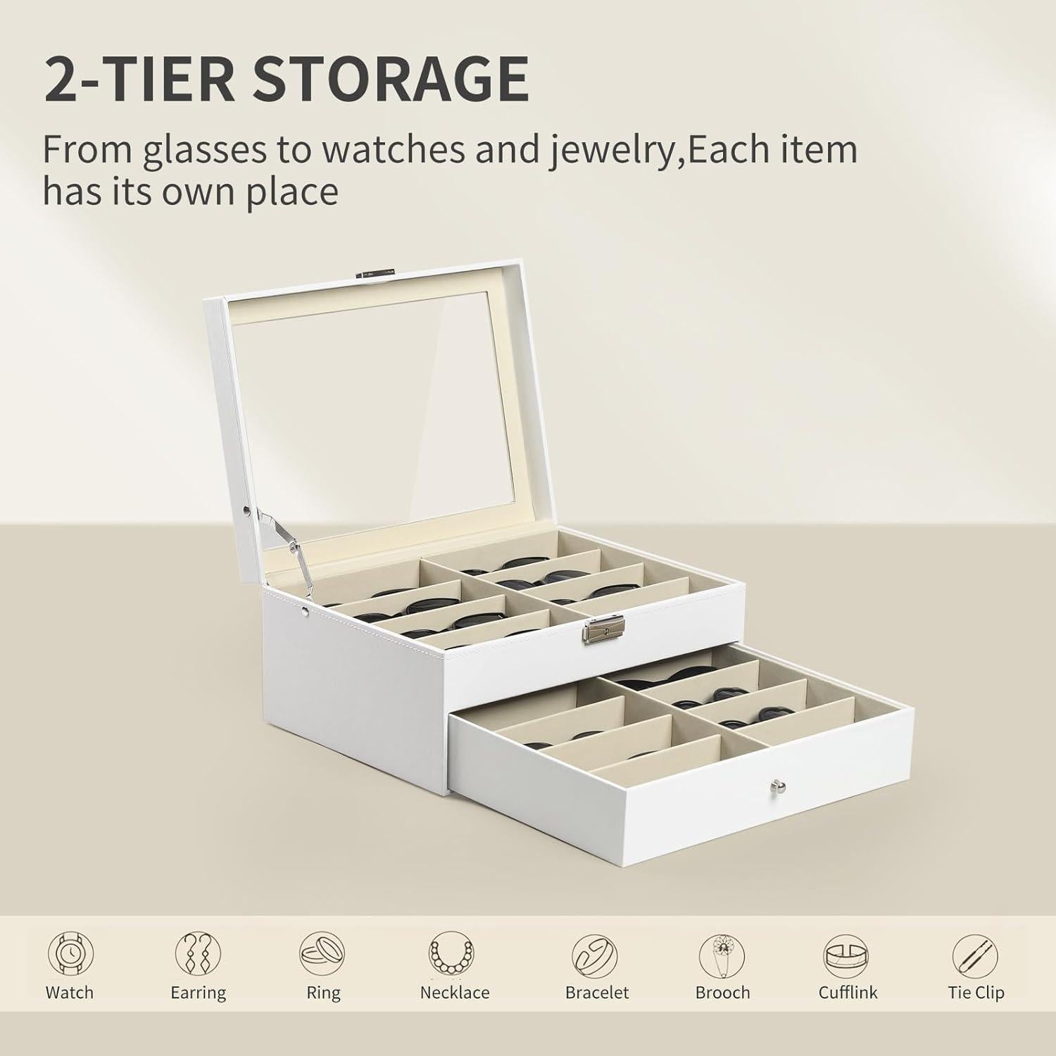 Caja Organizadora AUTOARK para 16 Gafas de Sol Blanca