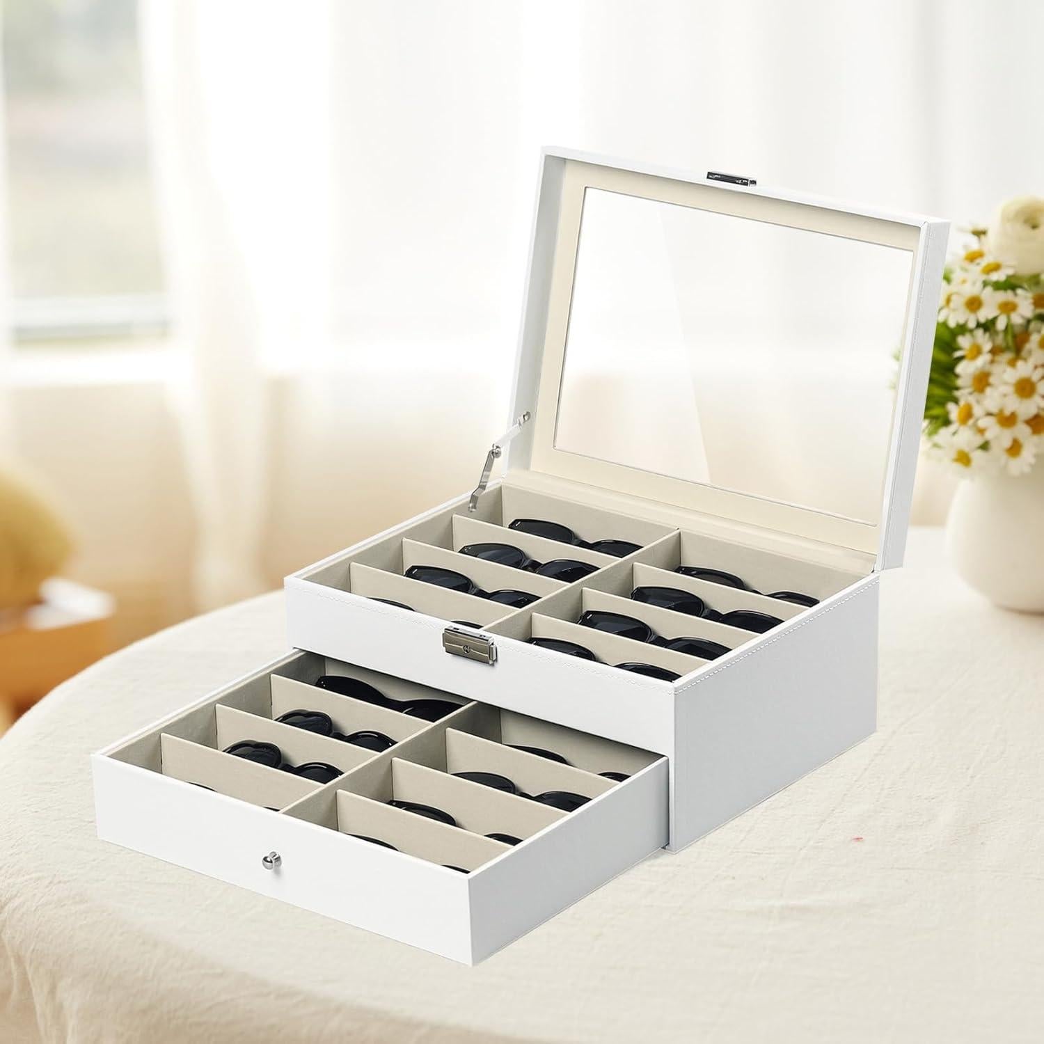 Caja Organizadora AUTOARK para 16 Gafas de Sol Blanca