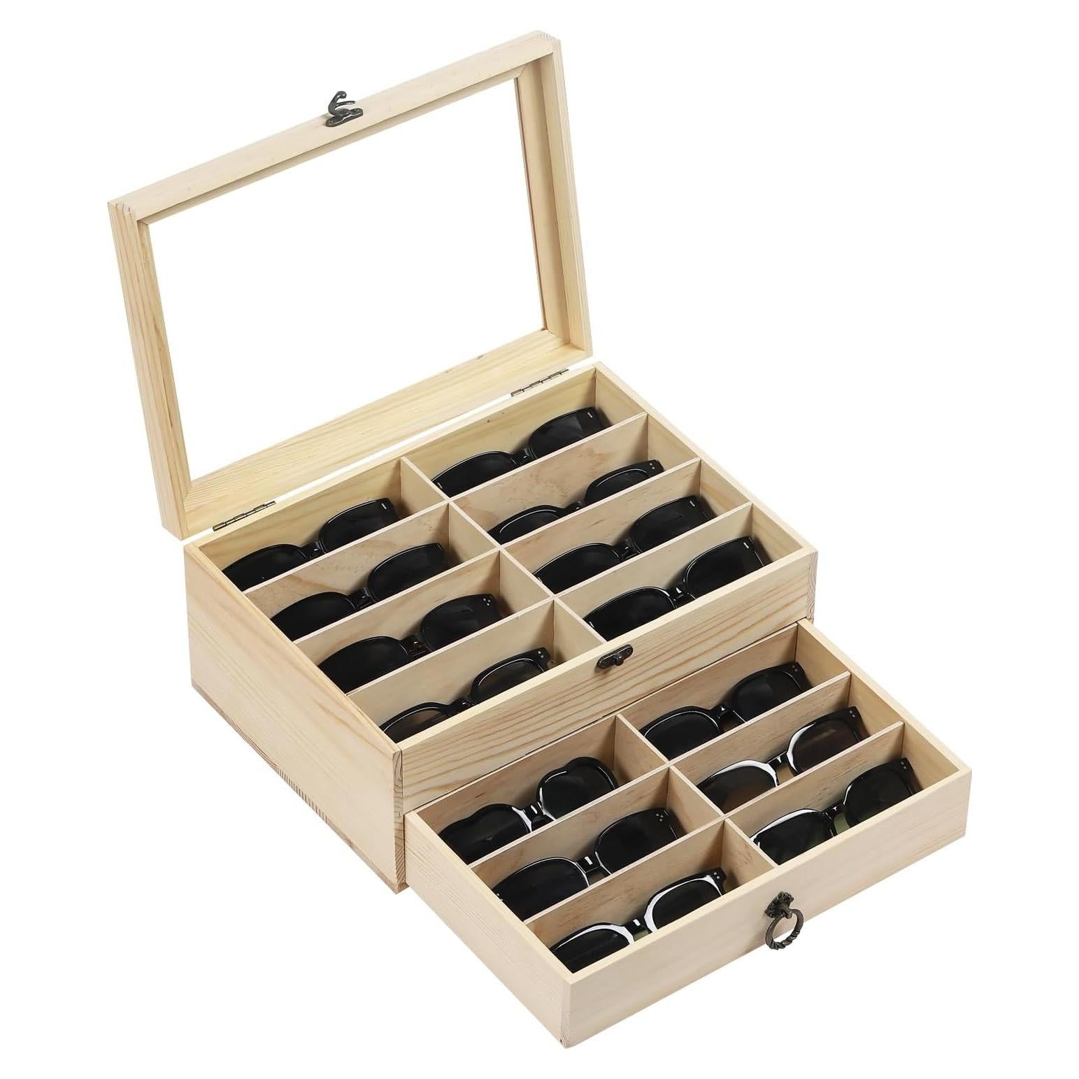 Caja Organizadora de Gafas AUTOARK 16 Compartimentos Madera