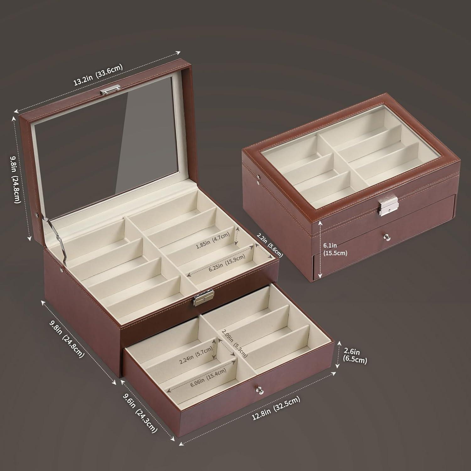 Caja de Almacenamiento de Gafas AUTOARK 16 Compartimentos Marrón