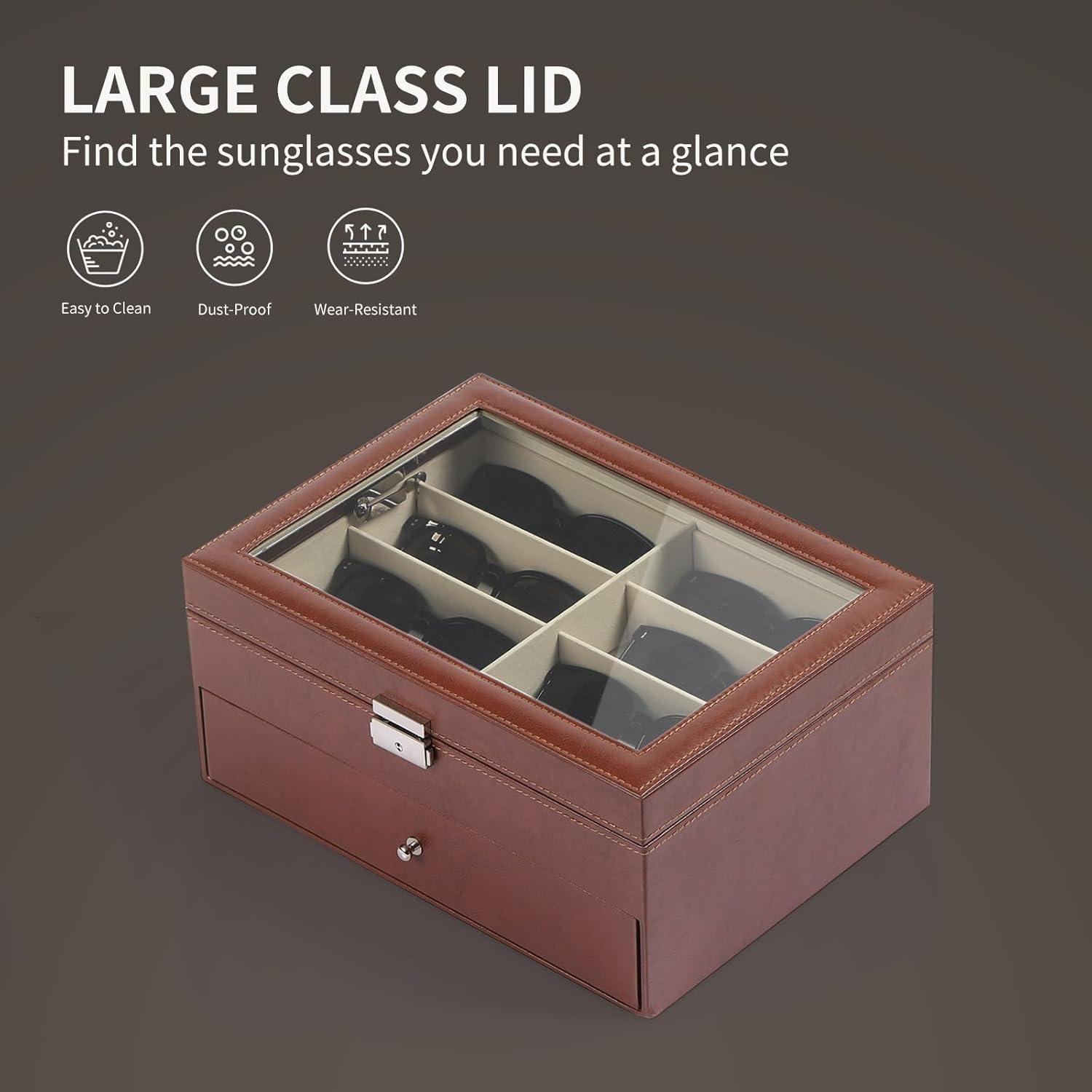 Caja de Almacenamiento de Gafas AUTOARK 16 Compartimentos Marrón