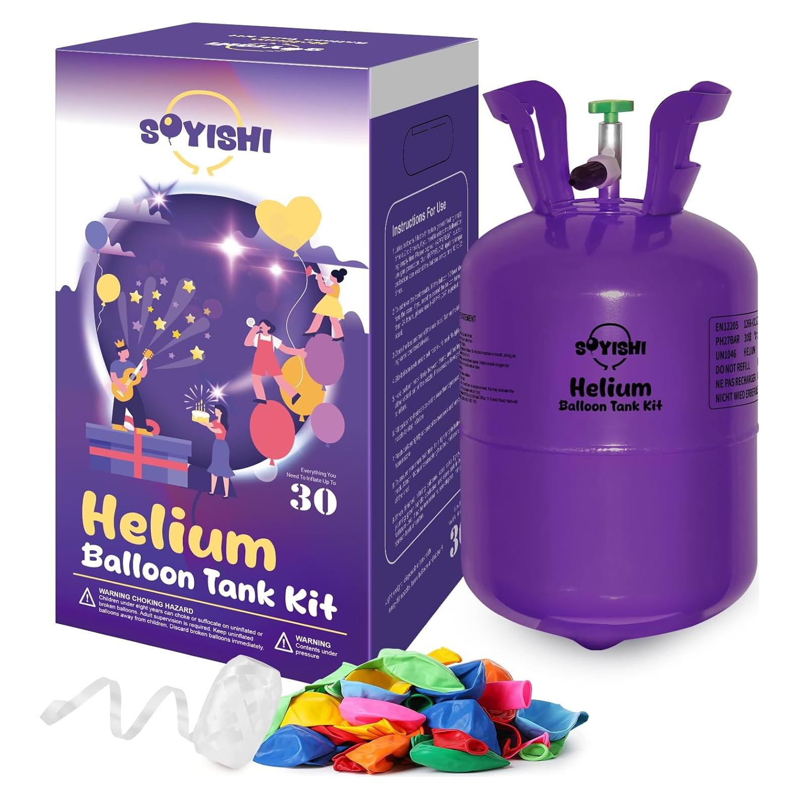 Tanque de Helio 7L Soyishi con 30 Globos de Láttex y Cintas