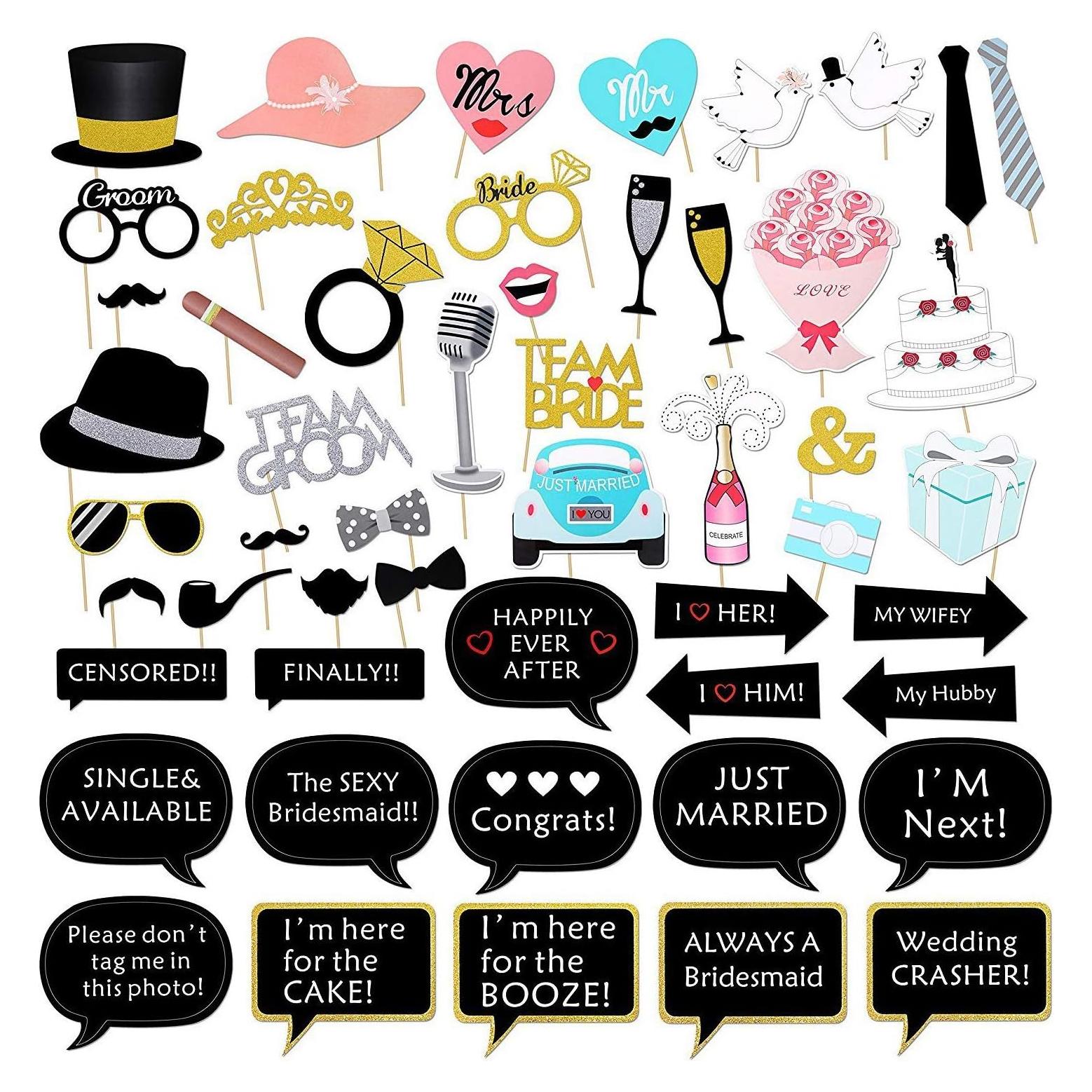 Kit de Accesorios para Photobooth de Boda Kotbs - 52 Piezas