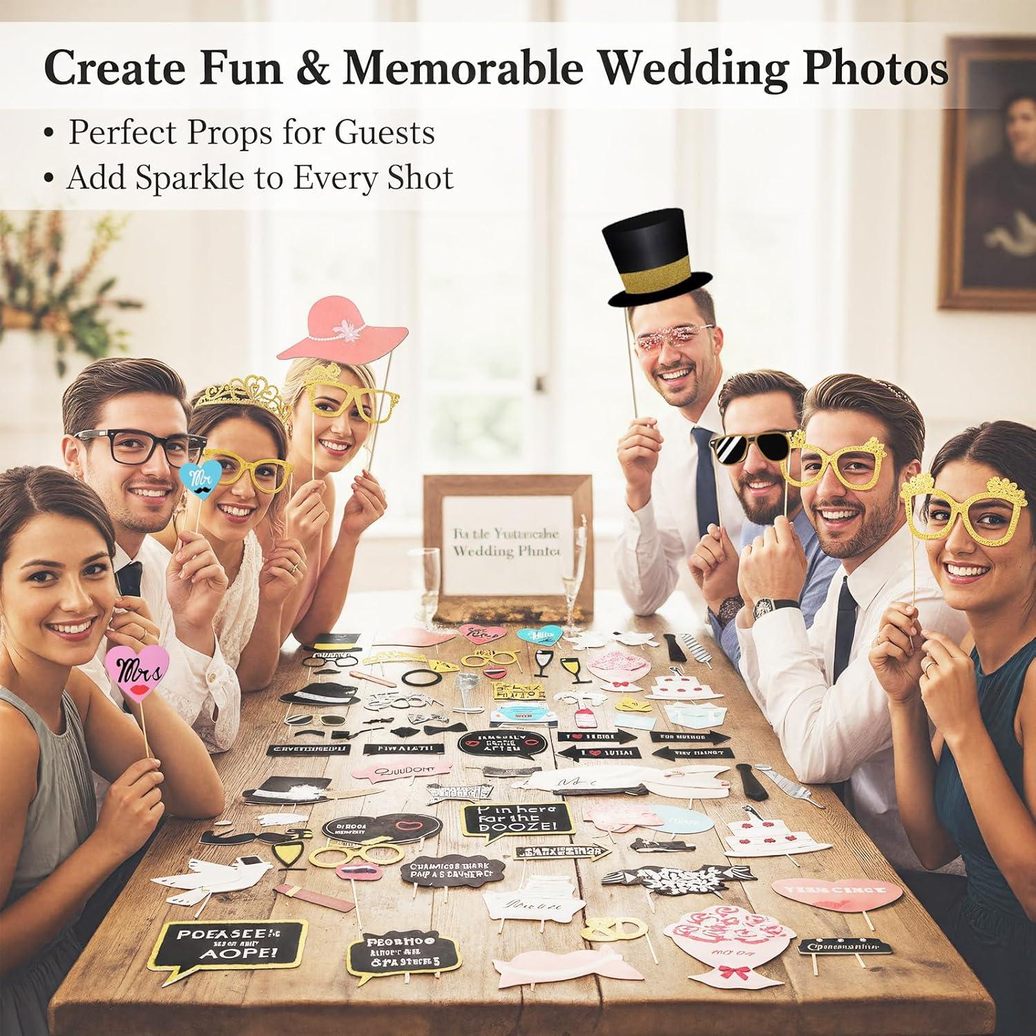 Kit de Accesorios para Photobooth de Boda Kotbs - 52 Piezas